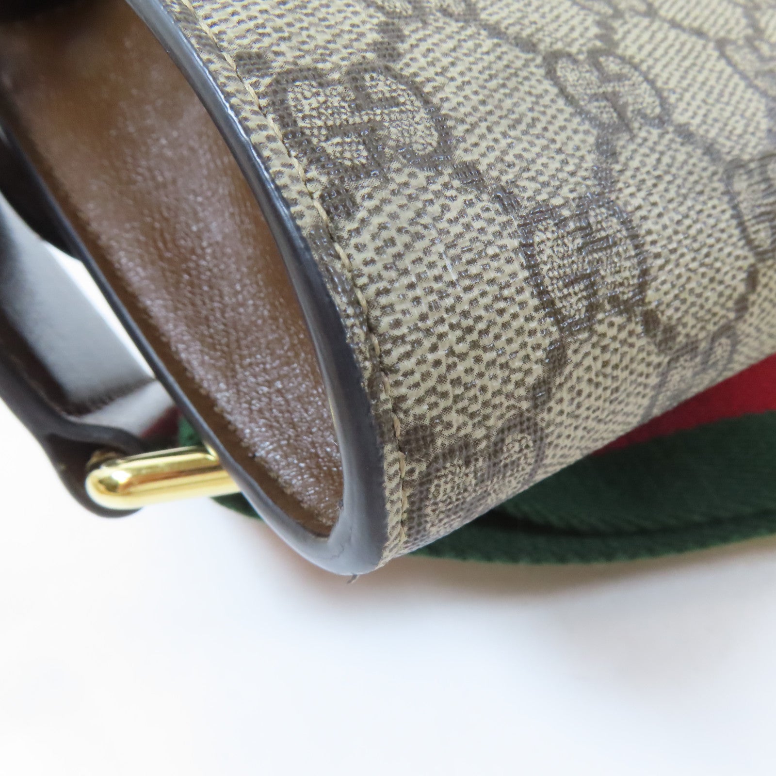 GUCCI 塗層帆布Horsebit 1955 Mini Bag金扣手挽肩背兩用袋啡色