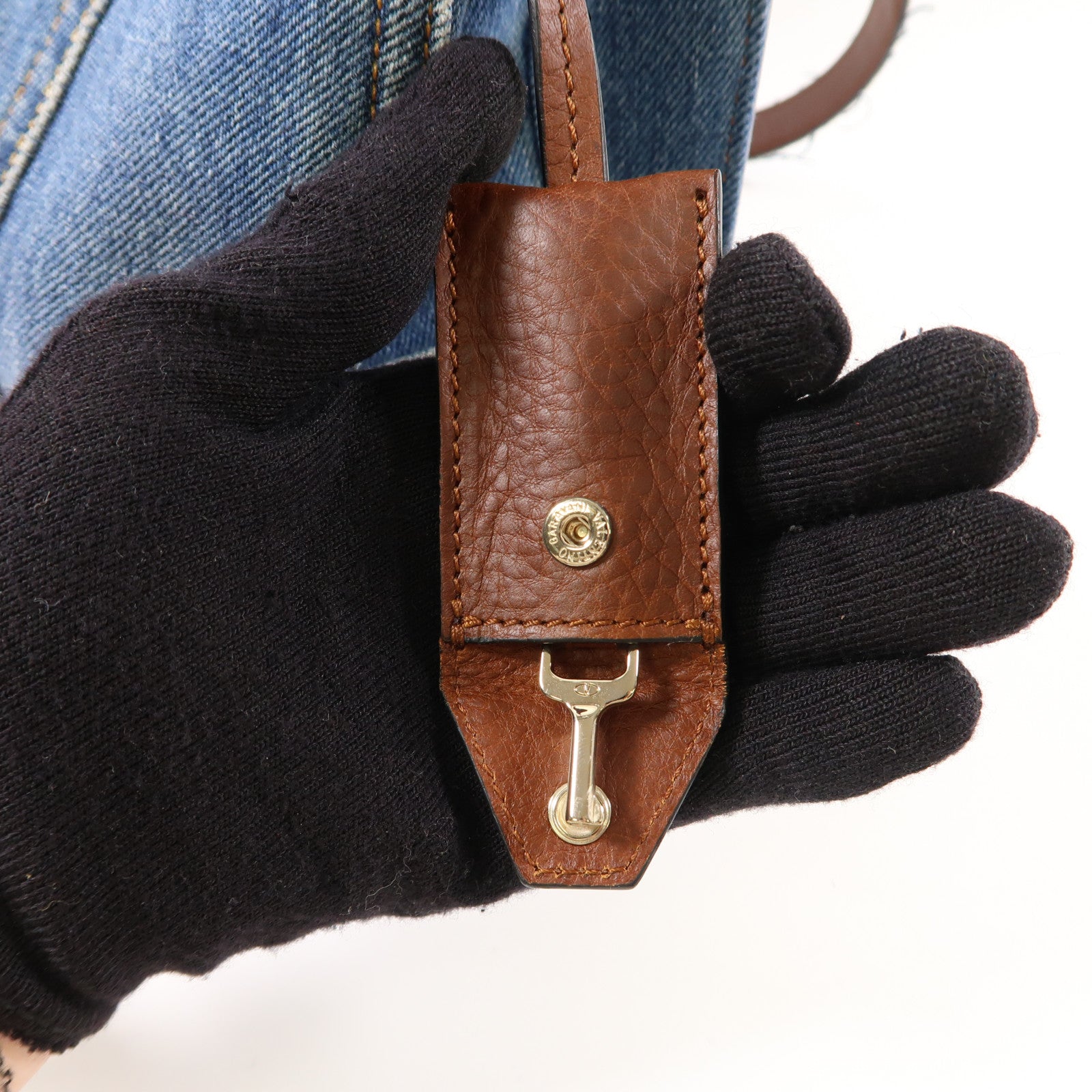 Valentino 牛仔布2 Way Shoulder Bag金扣手挽肩背兩用袋藍色