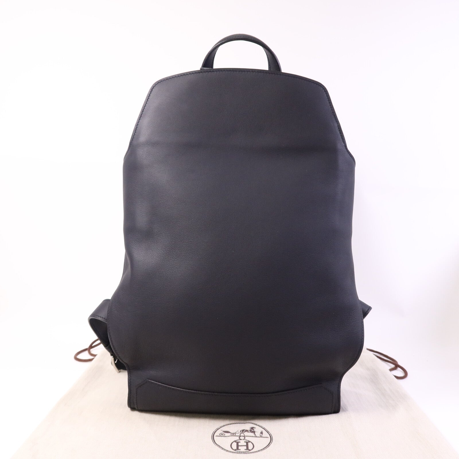 HERMES Swift皮革City Backpack 27銀扣背包Blue Nuit