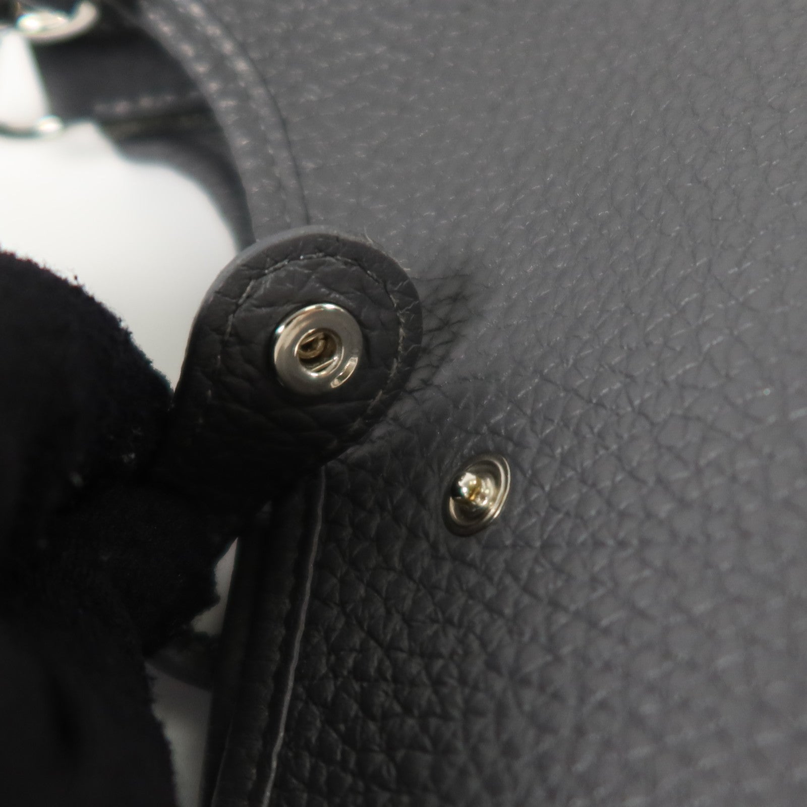 HERMES Clemence皮革Evelyne TPM銀扣肩背袋Gris Misty