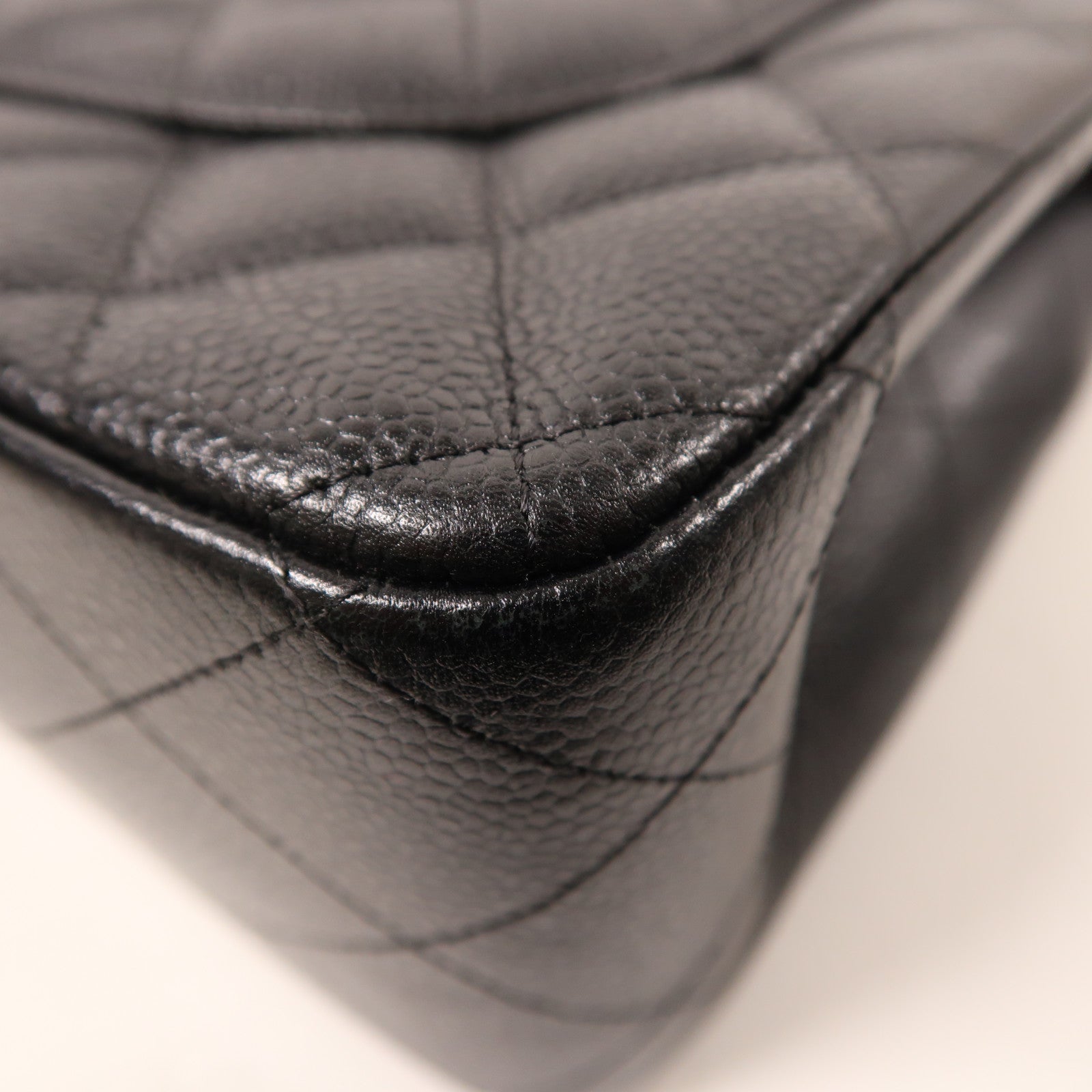 CHANEL 牛皮皮革Large Classic銀扣鏈帶肩背袋