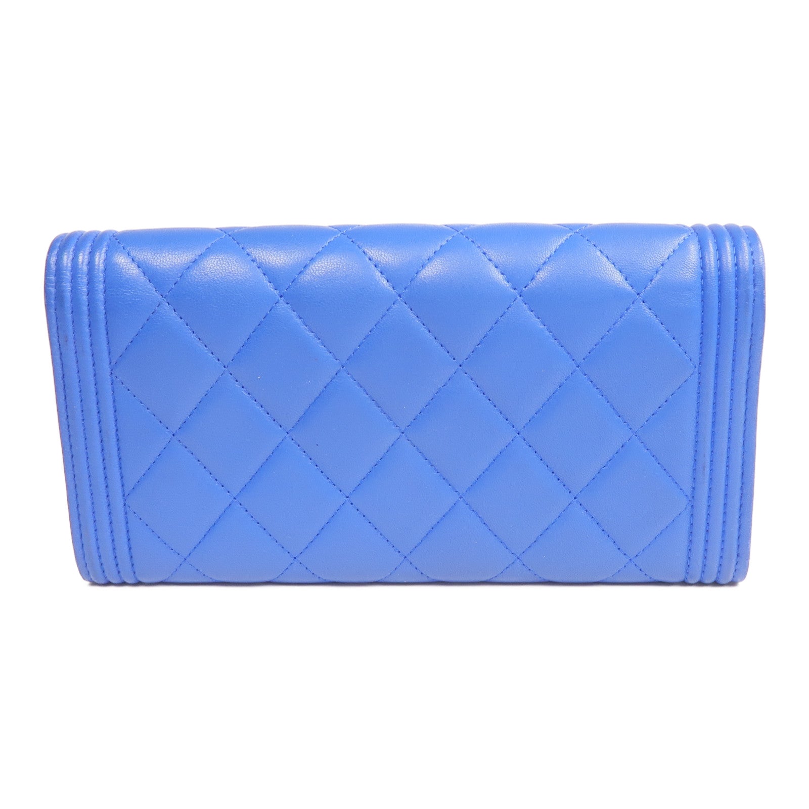 CHANEL 羊皮皮革Boy Long Wallet金扣長錢包