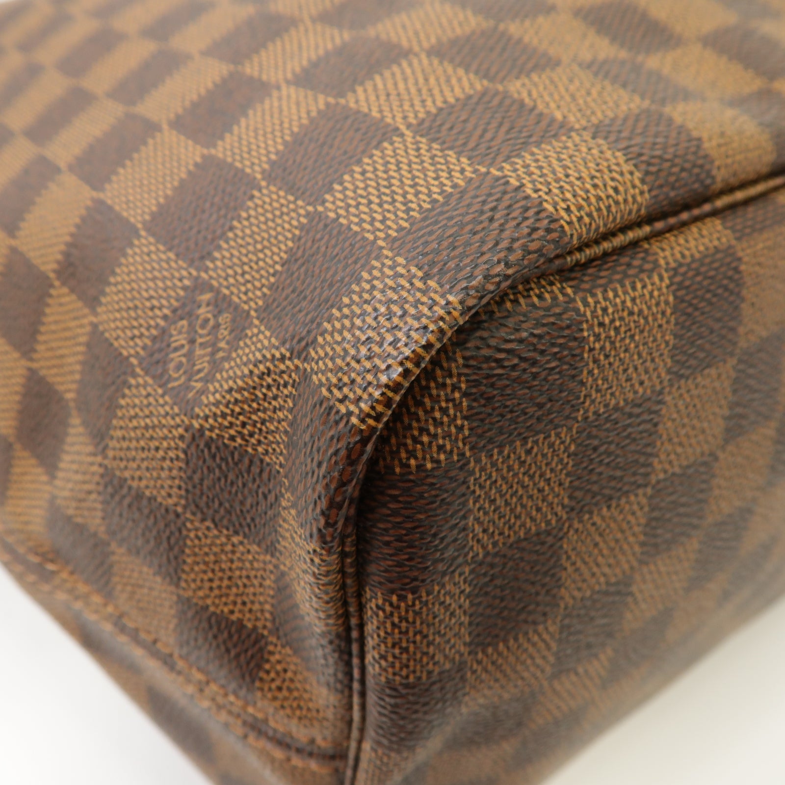 LOUIS VUITTON Damier Neverfull MM金扣手挽袋啡色