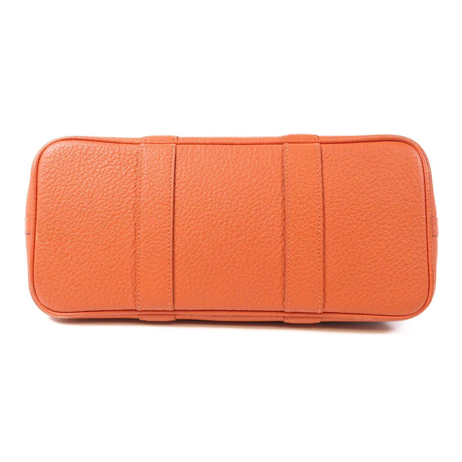 HERMES 【激減優惠】帆布Garden Party TPM銀扣手挽袋Bleu Outremer/Capucine
