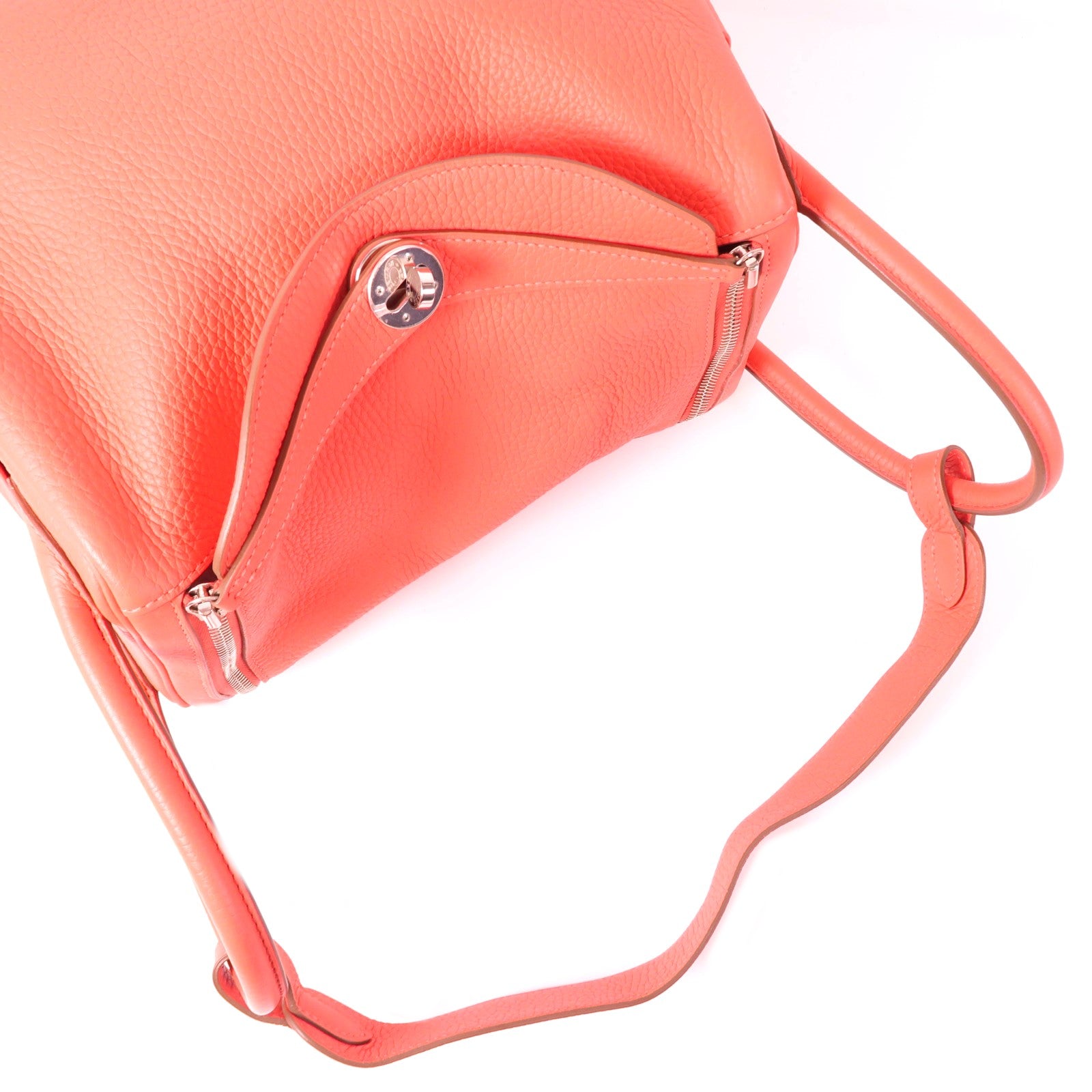 HERMES Clemence皮革Lindy 30銀扣手挽肩背兩用袋Capucine