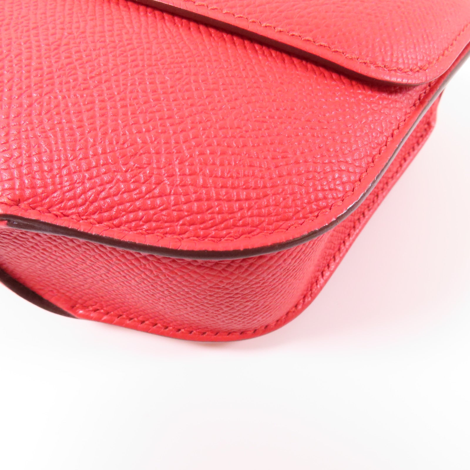 HERMES Epsom皮革Mini Cherche金扣手拿包紅色