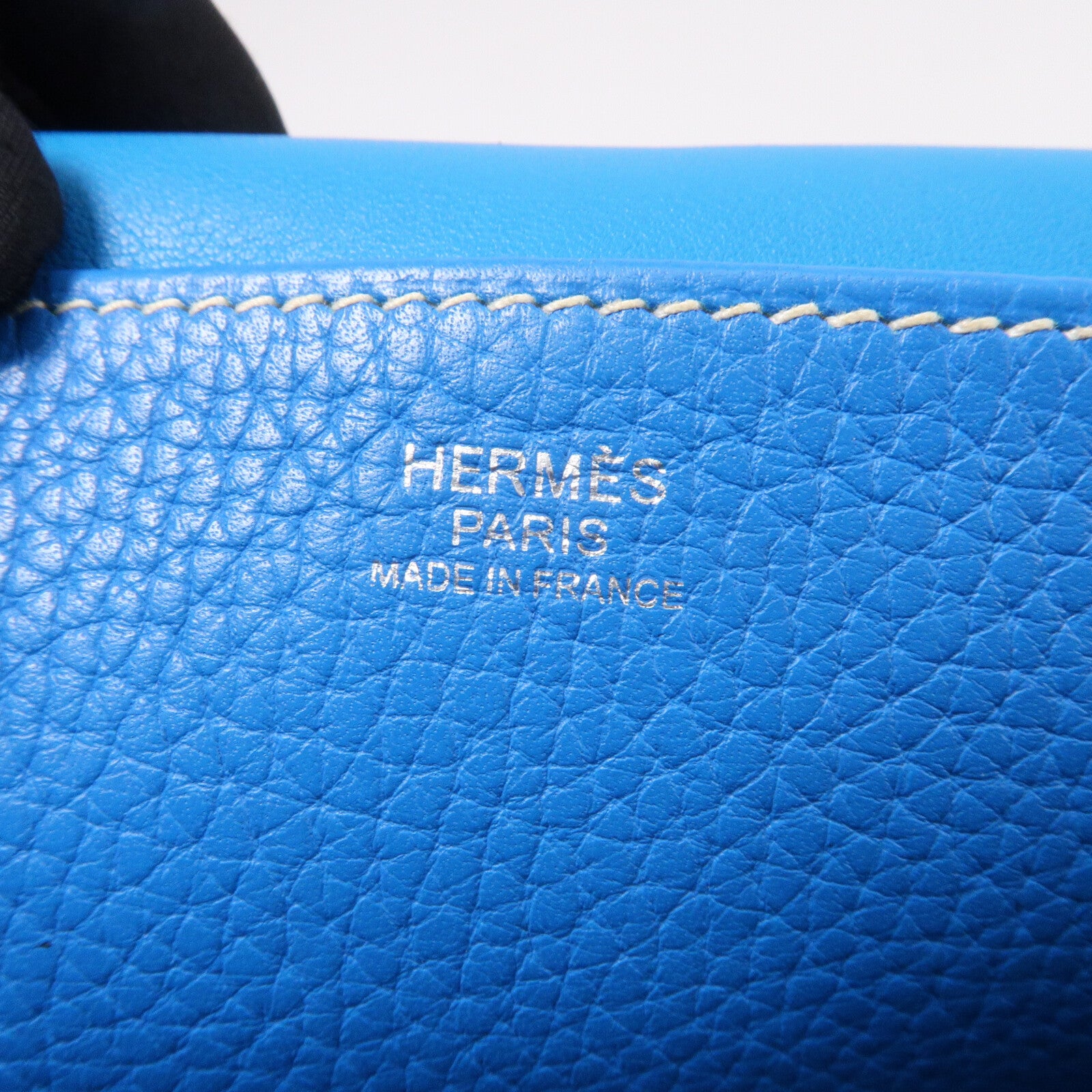 HERMES Clemence皮革Halzan 31手挽肩背兩用袋Bleu Zanzibar