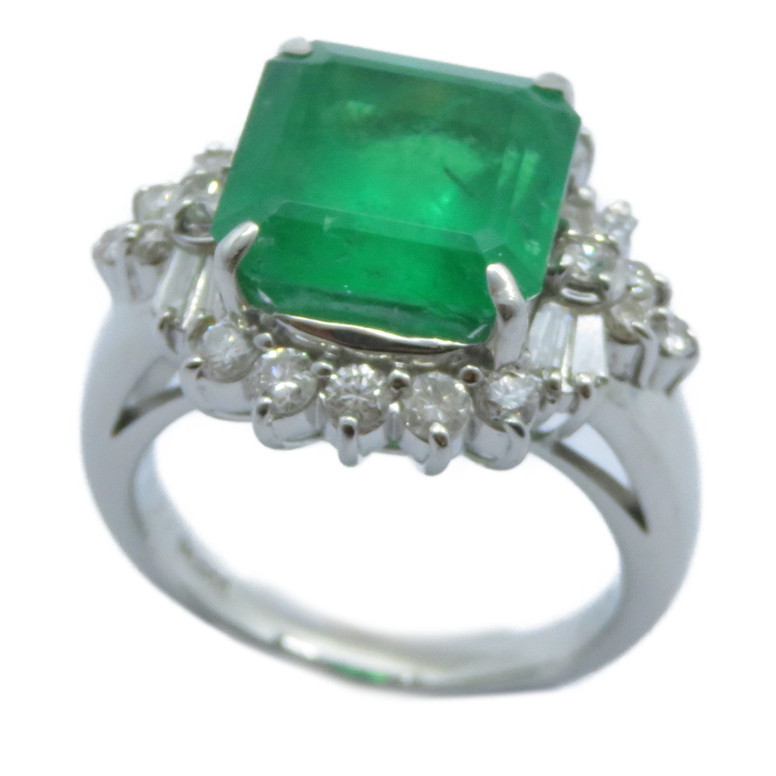 JEWELRY 【激減優惠】PT900鉑金Emerald Diamond Ring 6.22ct綠寶石/1.19ct鑽石戒指US#6.5