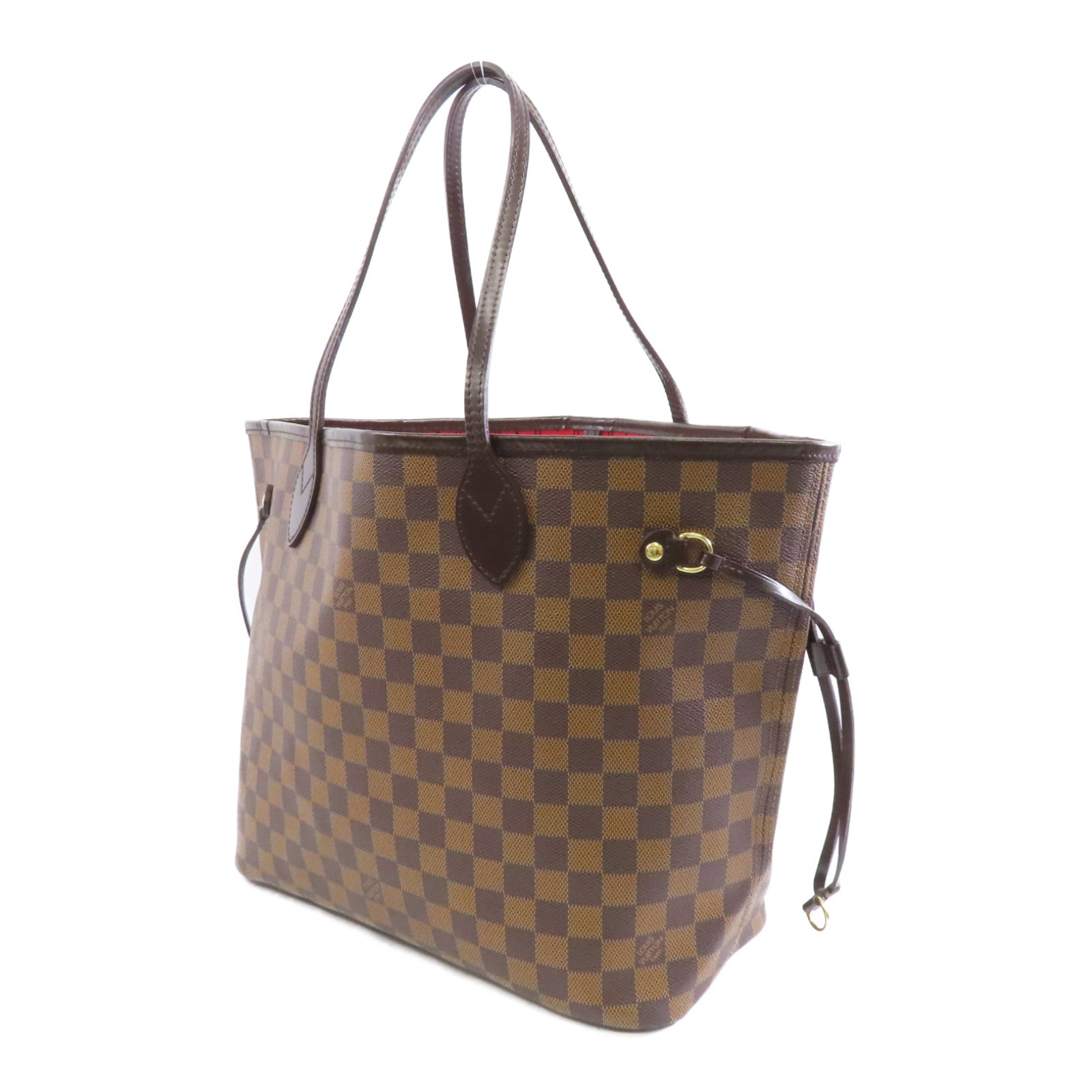 LOUIS VUITTON Damier Neverfull MM金扣手挽袋啡色