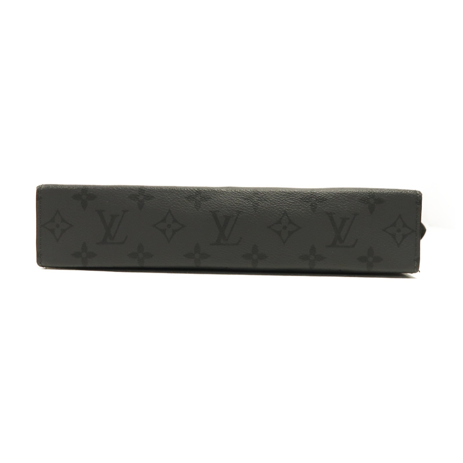 LOUIS VUITTON 【激減優惠】Monogram Pochette Voyage MM銀扣手拿包灰色/黑色