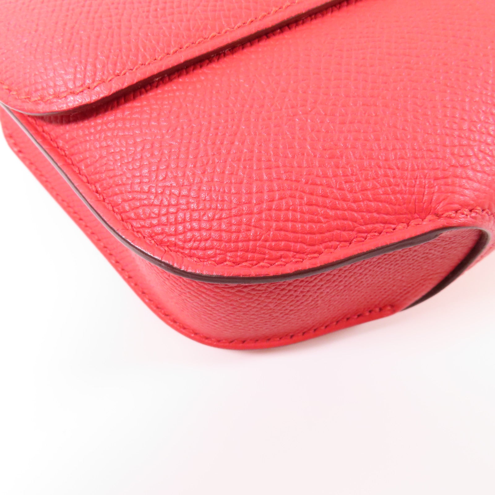 HERMES Epsom皮革Mini Cherche金扣手拿包紅色