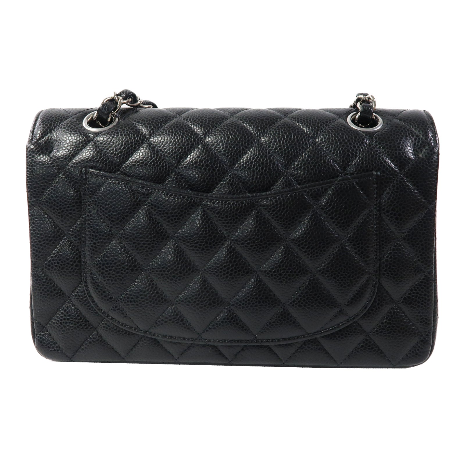 CHANEL 菱格牛皮皮革Classic 23銀扣鏈帶肩背袋黑色