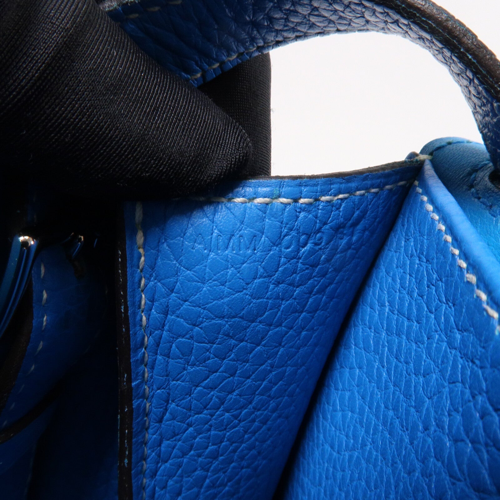 HERMES Clemence皮革Halzan 31手挽肩背兩用袋Bleu Zanzibar