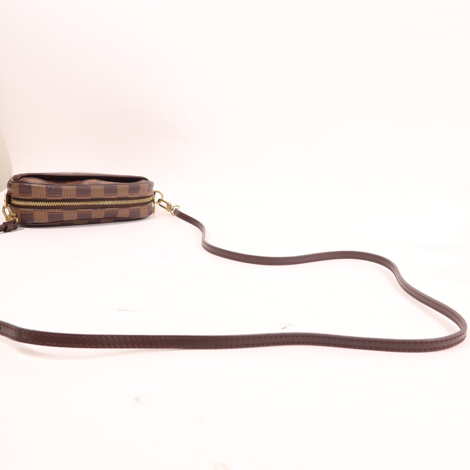LOUIS VUITTON Damier Pochette Ipanema金扣肩背袋/腰包啡色