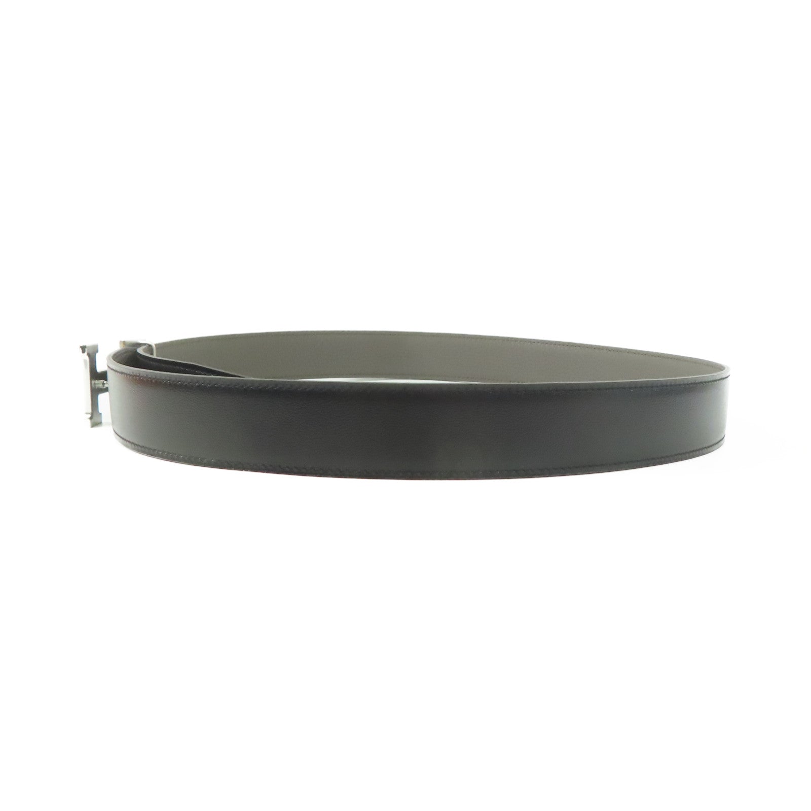 HERMES PHW Belt Togo Leather Brown/Black