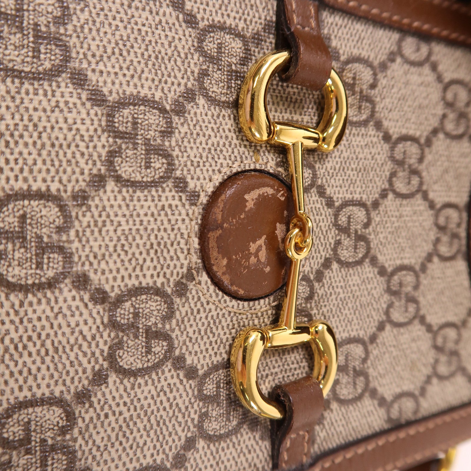 GUCCI 塗層帆布Horsebit 1955 Mini金扣肩背袋