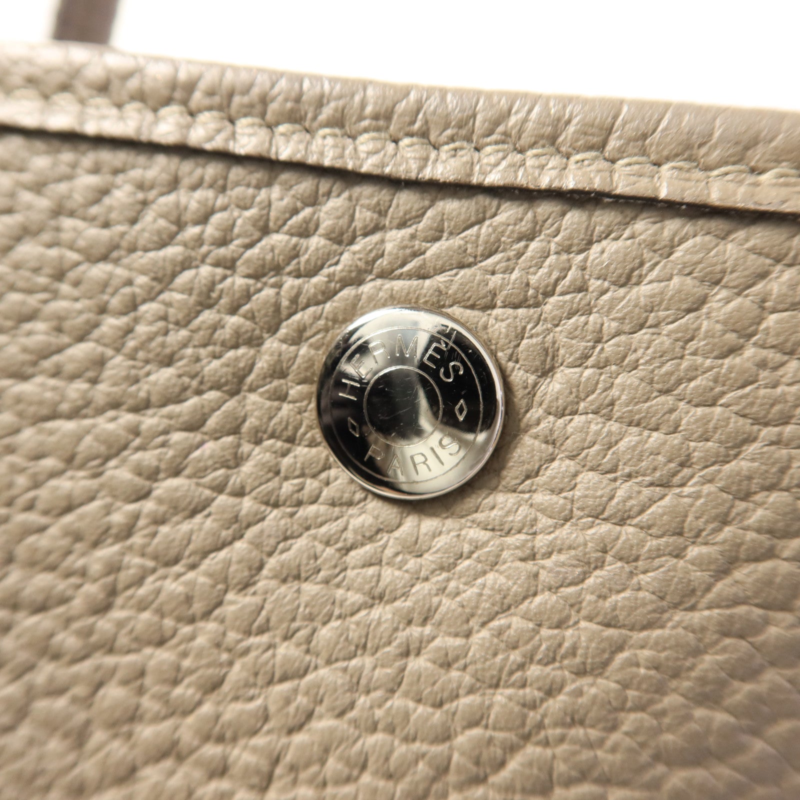 HERMES Country皮革Garden Party PM銀扣手挽袋Gris Asphalt