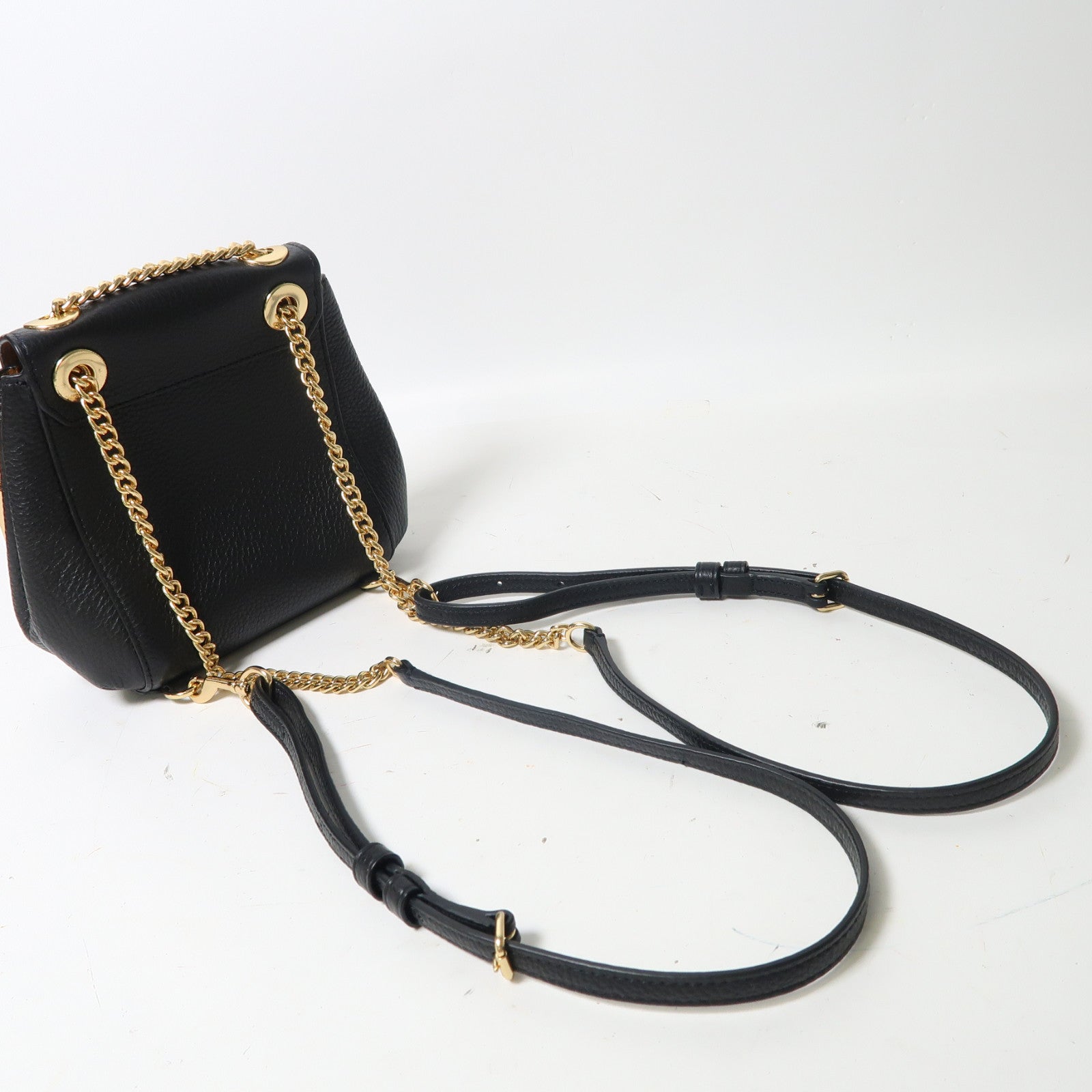 COACH 牛皮皮革Backpack金扣鏈帶背包黑色