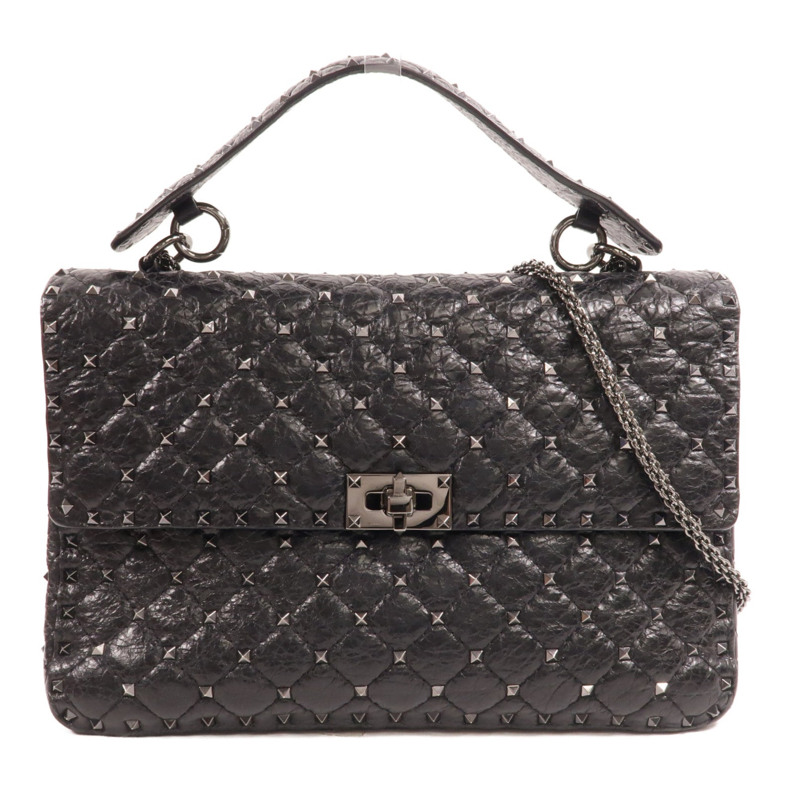 Valentino 皮革Rockstud Spike Chain Shoulder手挽肩背兩用袋