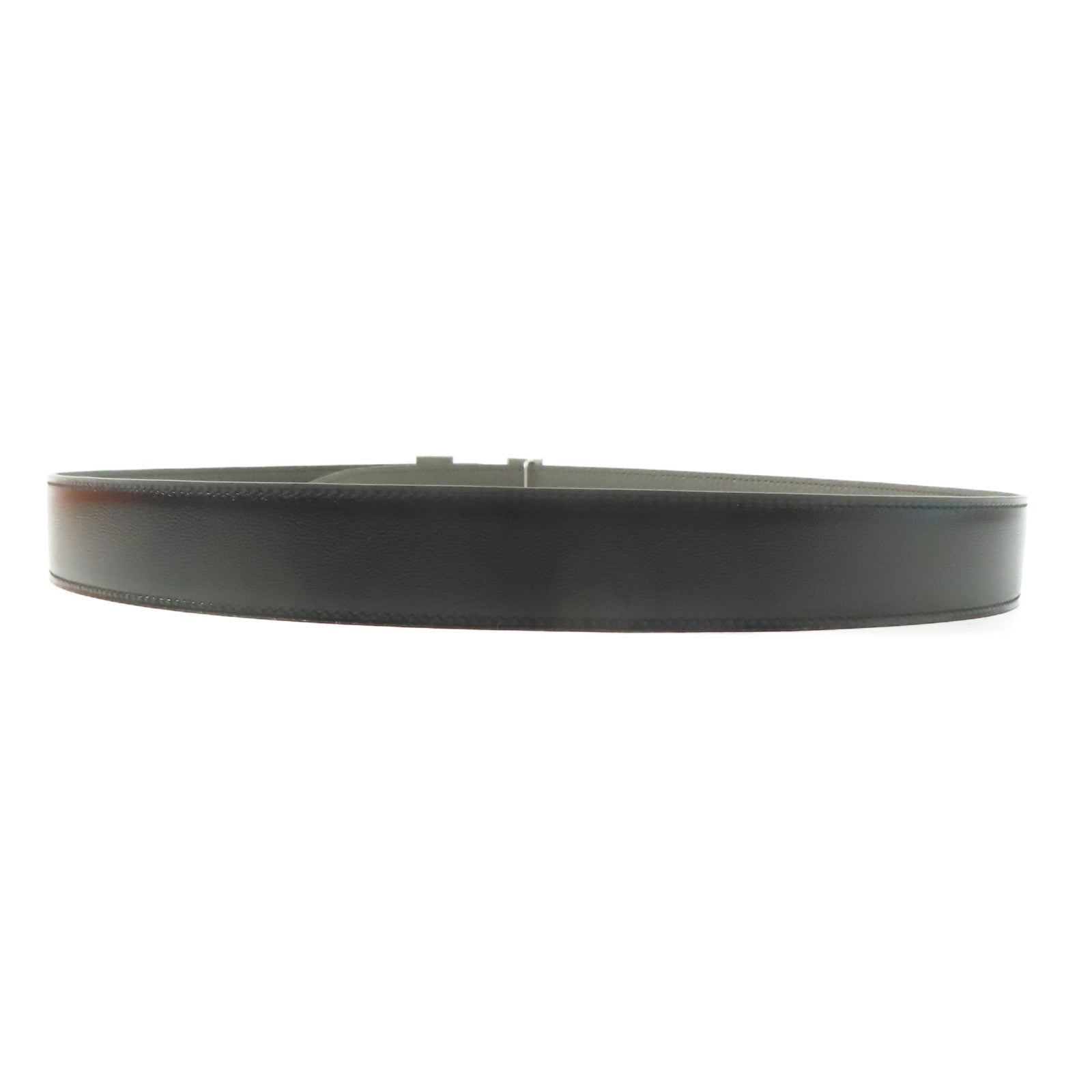 HERMES PHW Belt Togo Leather Brown/Black