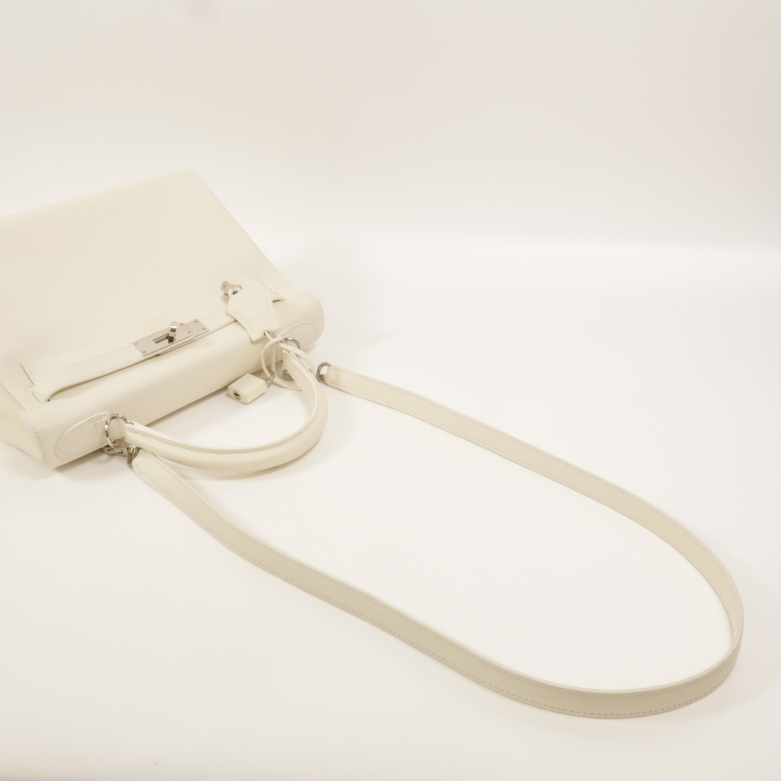 HERMES Evercolor皮革Kelly 28手挽肩背兩用袋Blanc