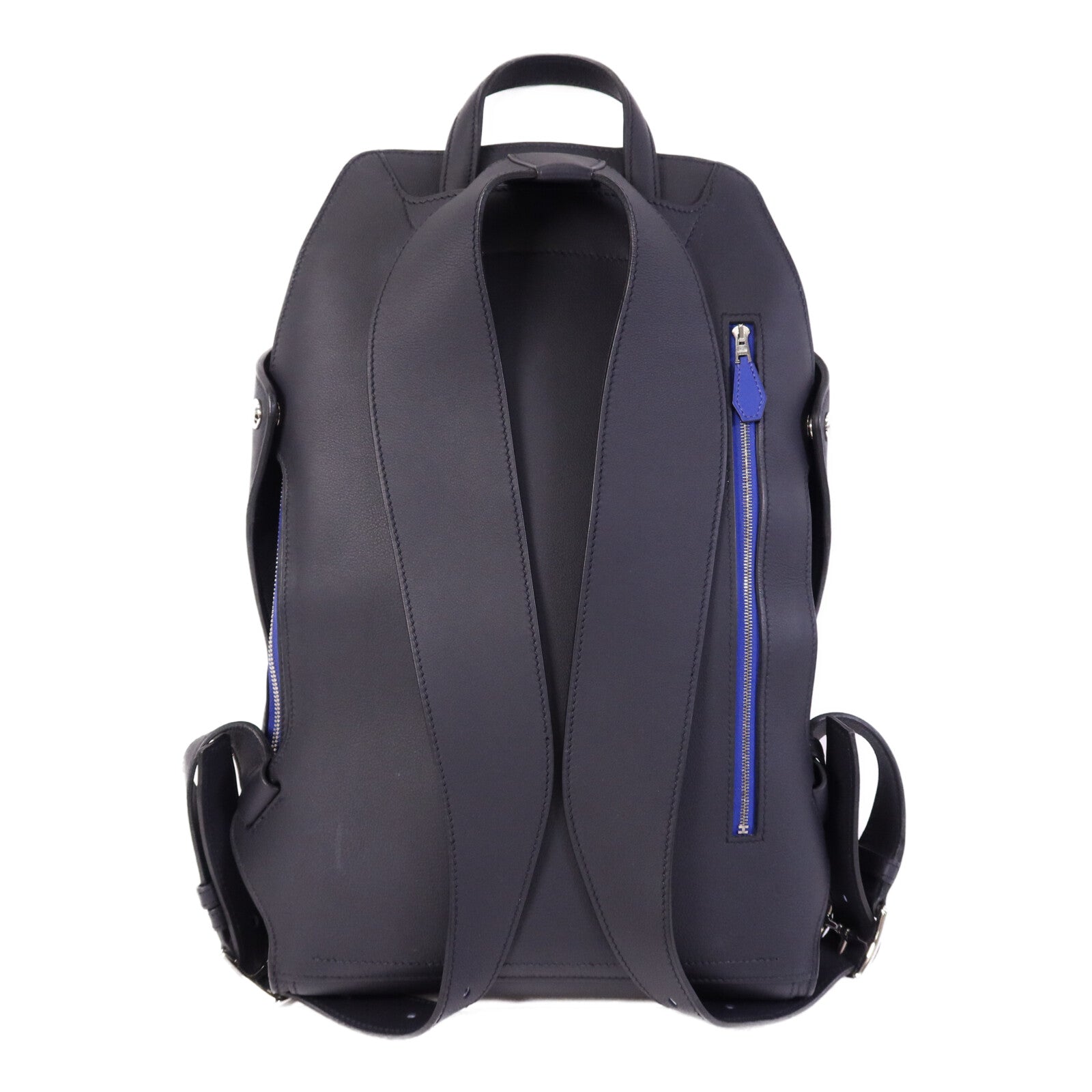 HERMES Swift皮革City Backpack 27銀扣背包Blue Nuit