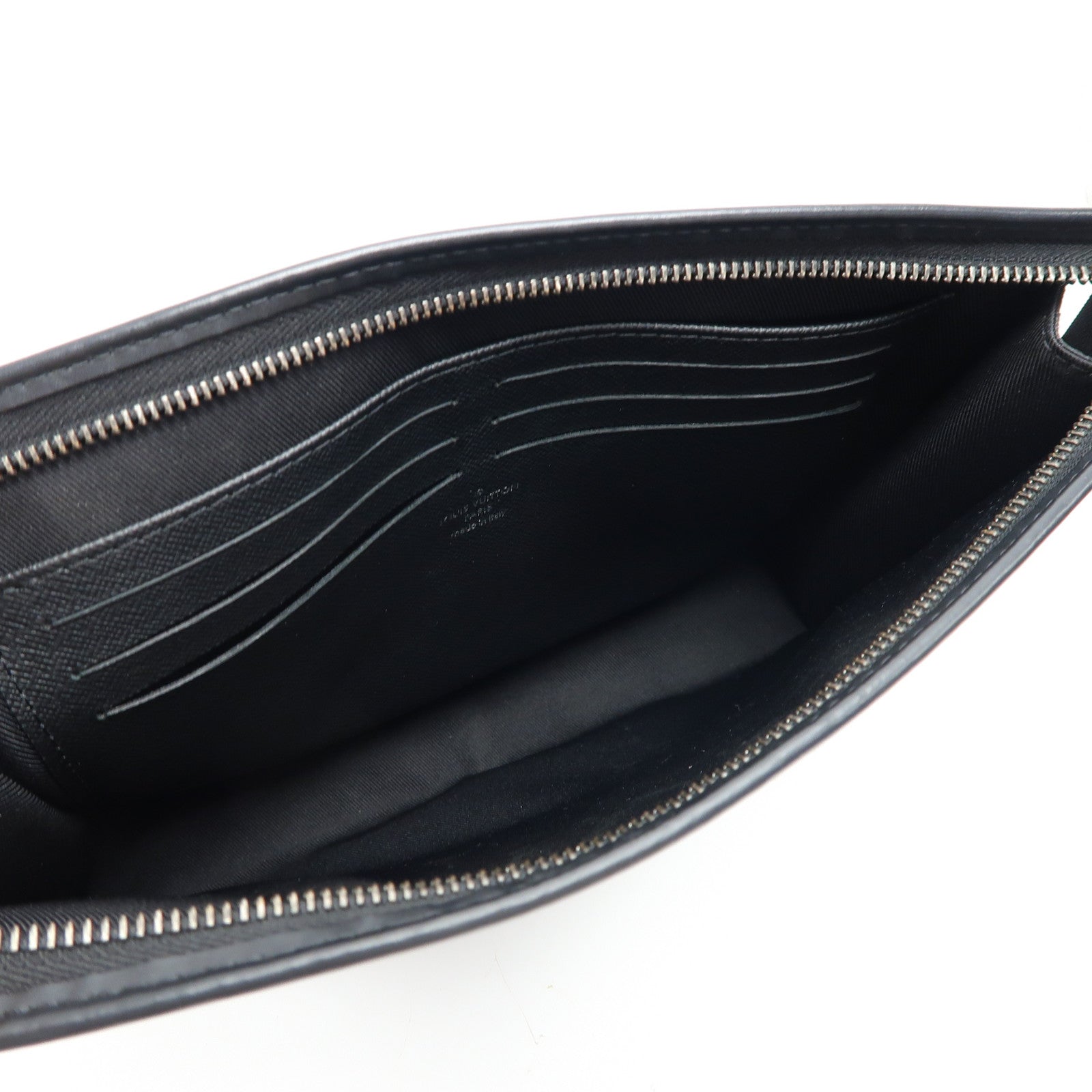 LOUIS VUITTON 【激減優惠】Monogram Pochette Voyage MM銀扣手拿包灰色/黑色