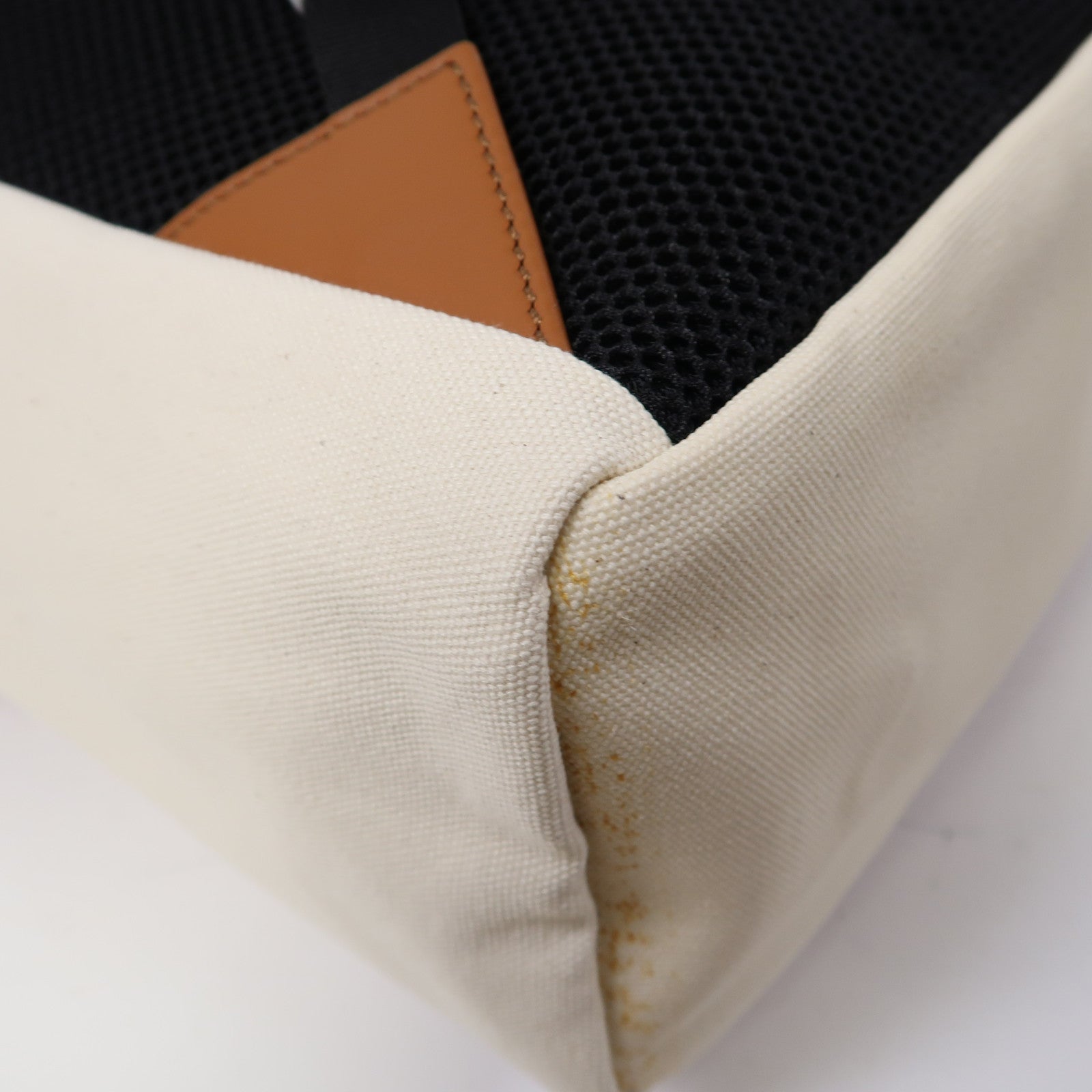 FENDI 【激減優惠】帆布/皮革Backpack銀扣背包白色/啡色
