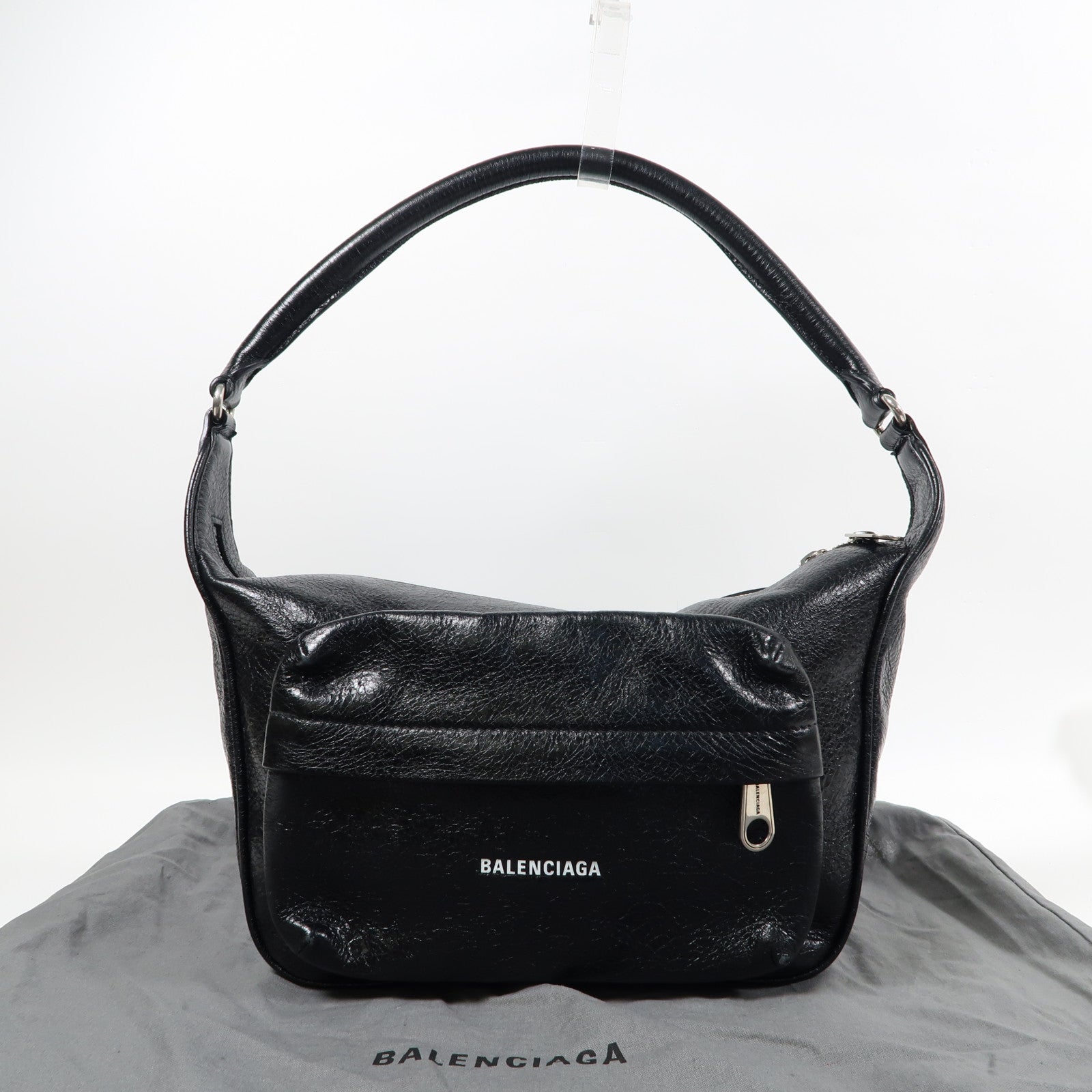 BALENCIAGA 【激減優惠】羊皮皮革Shoulder Bag銀扣肩背袋黑色