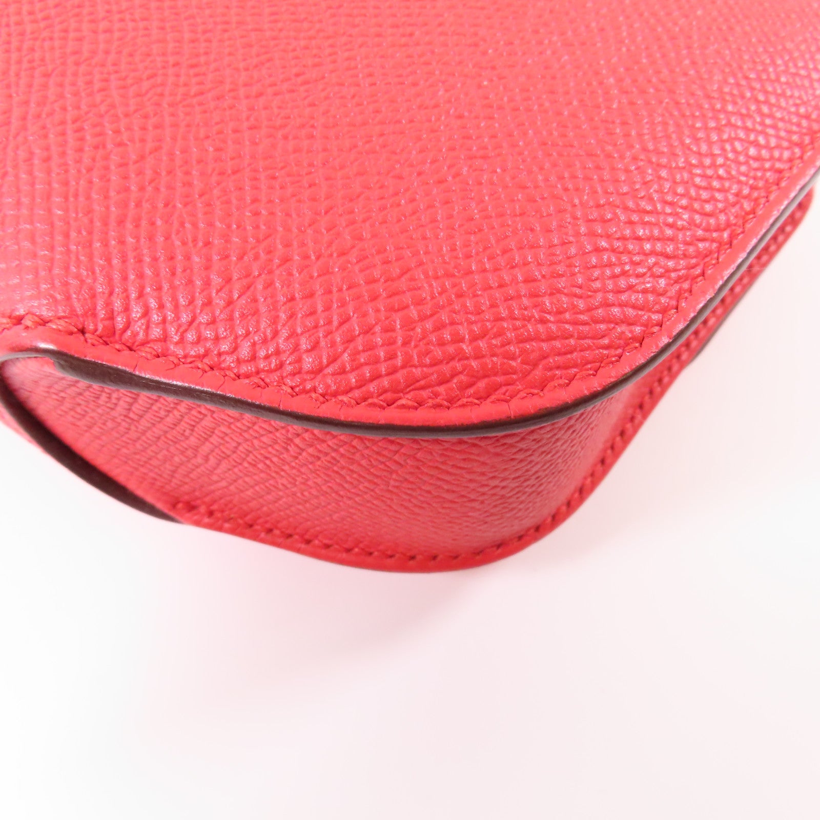 HERMES Epsom皮革Mini Cherche金扣手拿包紅色