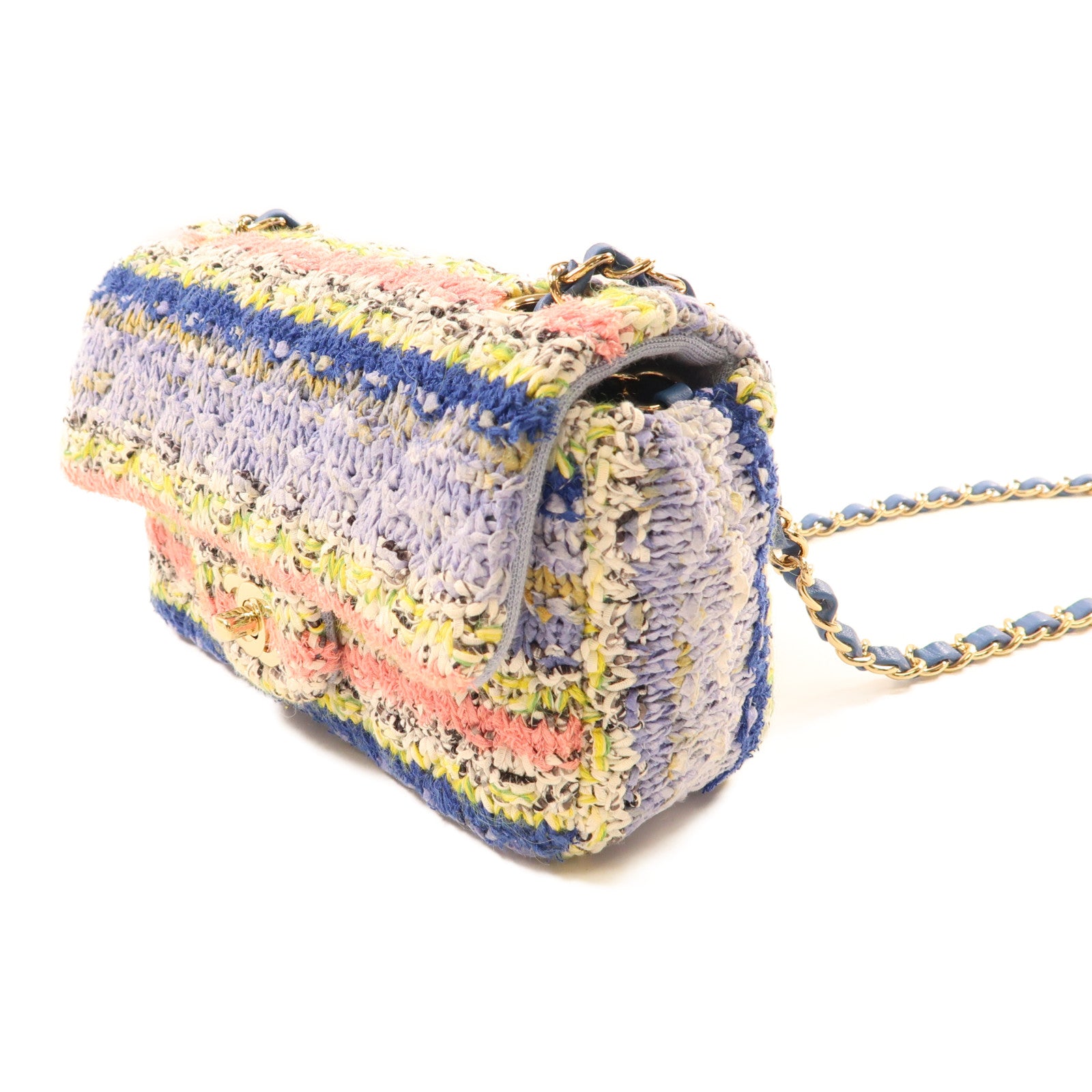 CHANEL 斜紋軟呢Classic Flap 20cm金扣鏈帶肩背袋