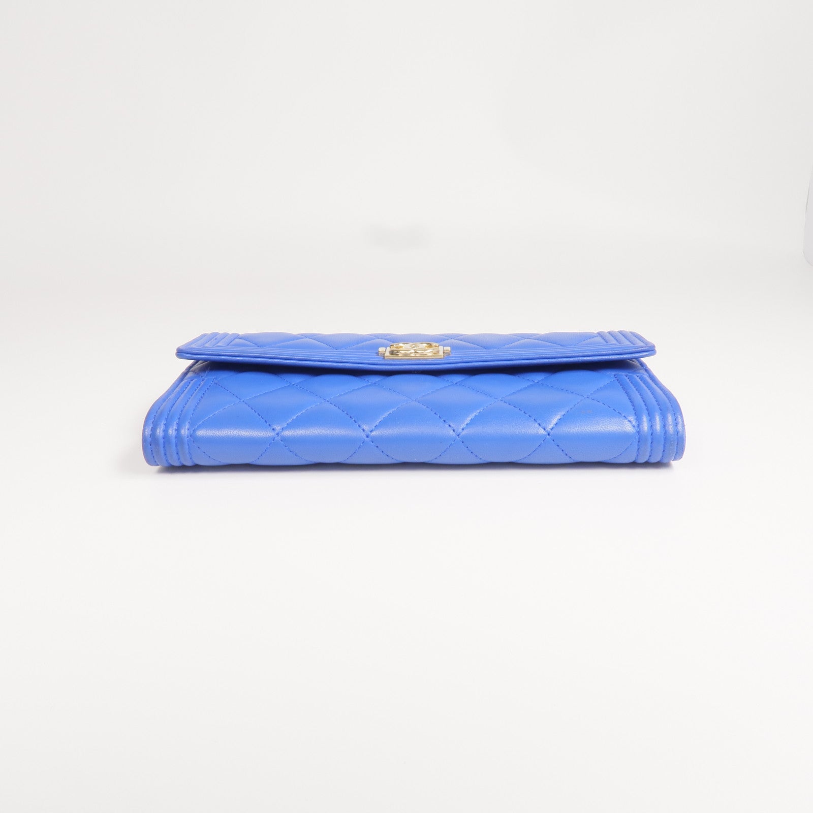 CHANEL 羊皮皮革Boy Long Wallet金扣長錢包