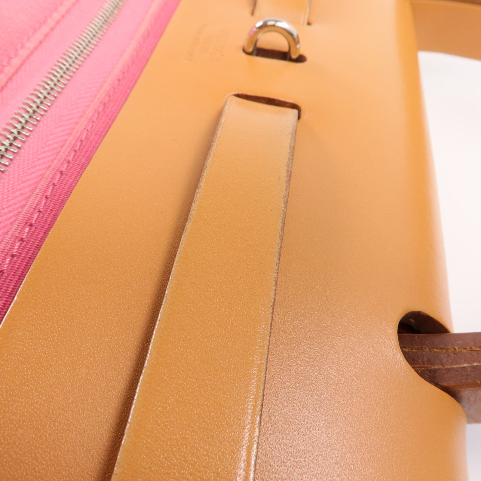 HERMES 帆布Herbag PM銀扣手挽肩背兩用袋Bois de Rose