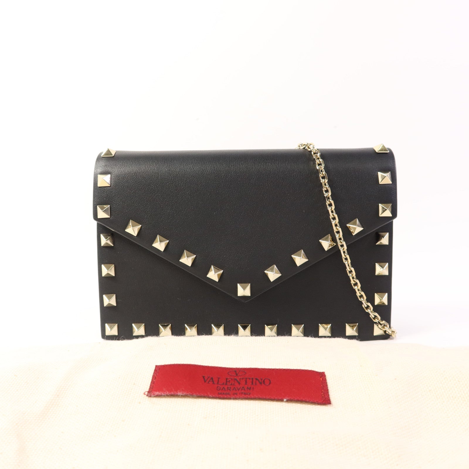 Valentino 【激減優惠】牛皮皮革Chain Shoulder Bag金扣鏈帶肩背袋