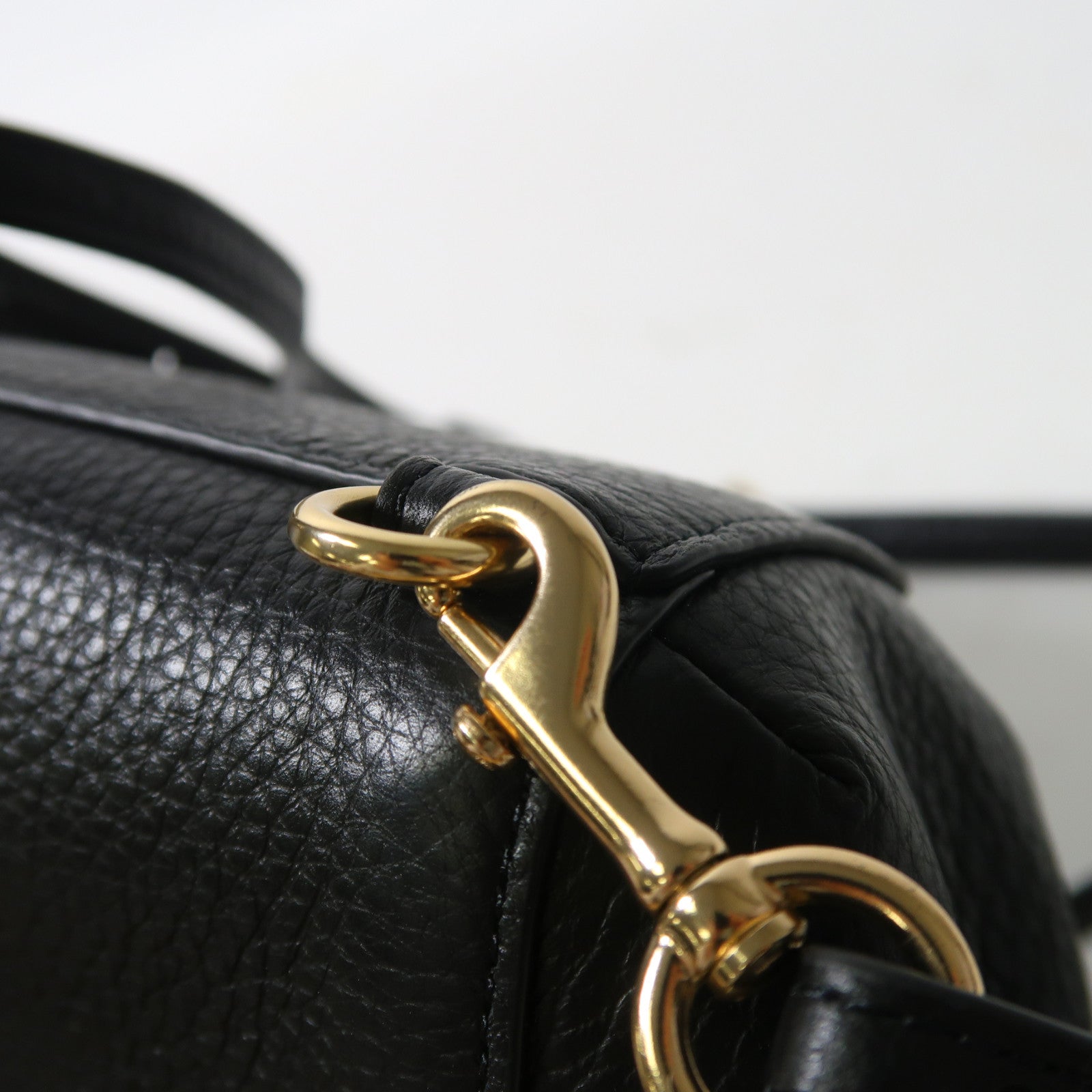 COACH 牛皮皮革Backpack金扣鏈帶背包黑色