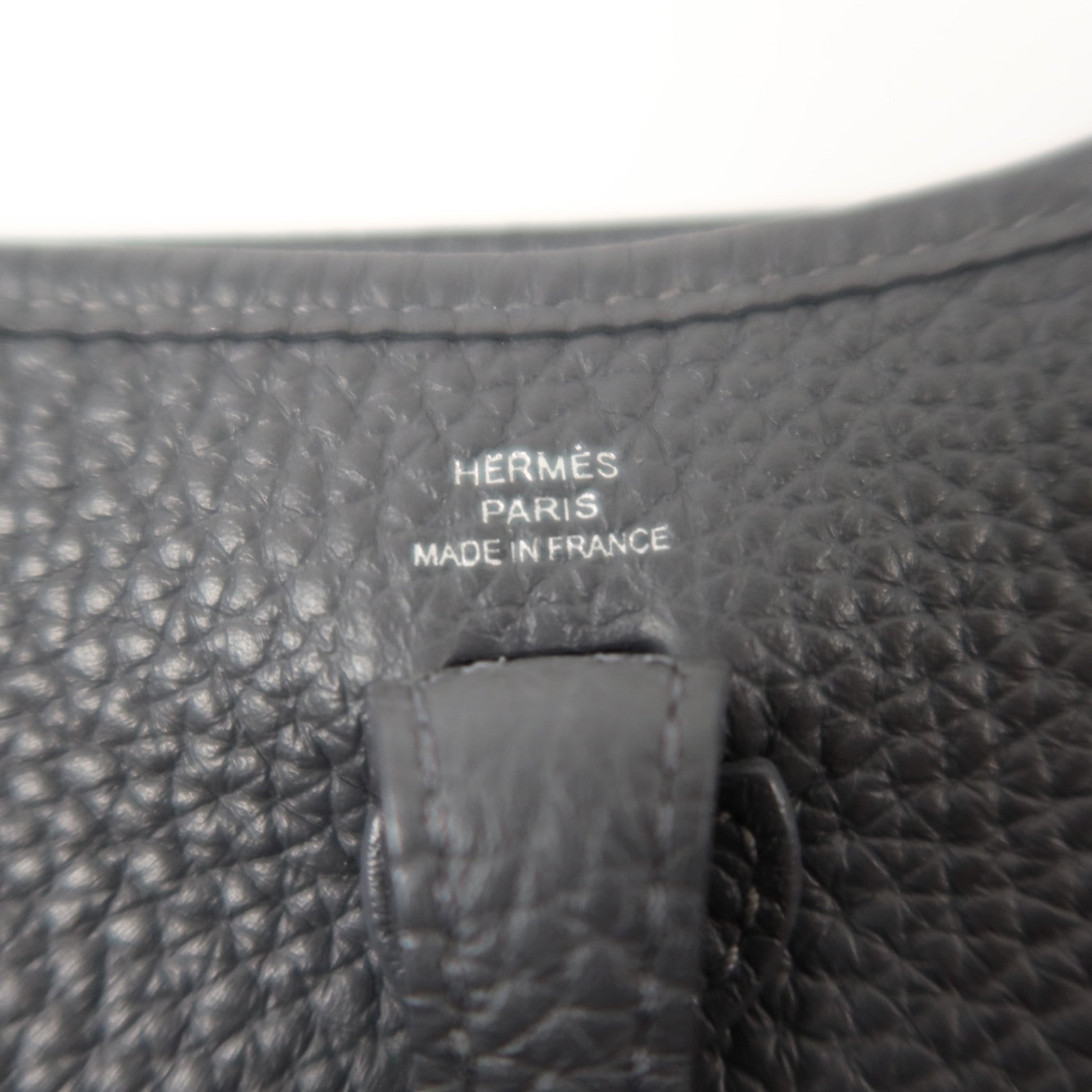 HERMES Clemence皮革Evelyne TPM銀扣肩背袋Gris Misty