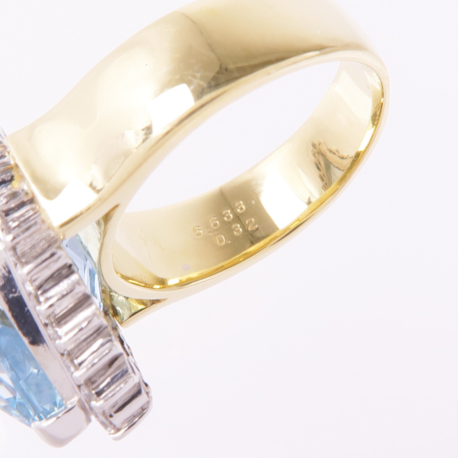 JEWELRY 18K黃金/PT900鉑金Aquamarine Diamond Ring藍晶/鑽石戒指US#6