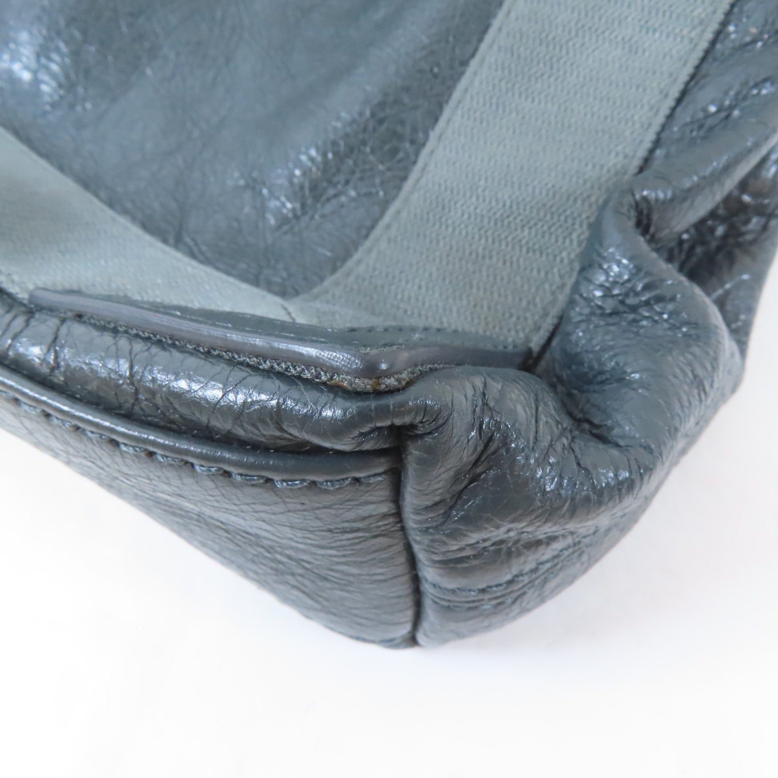 BALENCIAGA 牛皮皮革2 Way Shoulder Bag銀扣手挽肩背兩用袋灰色