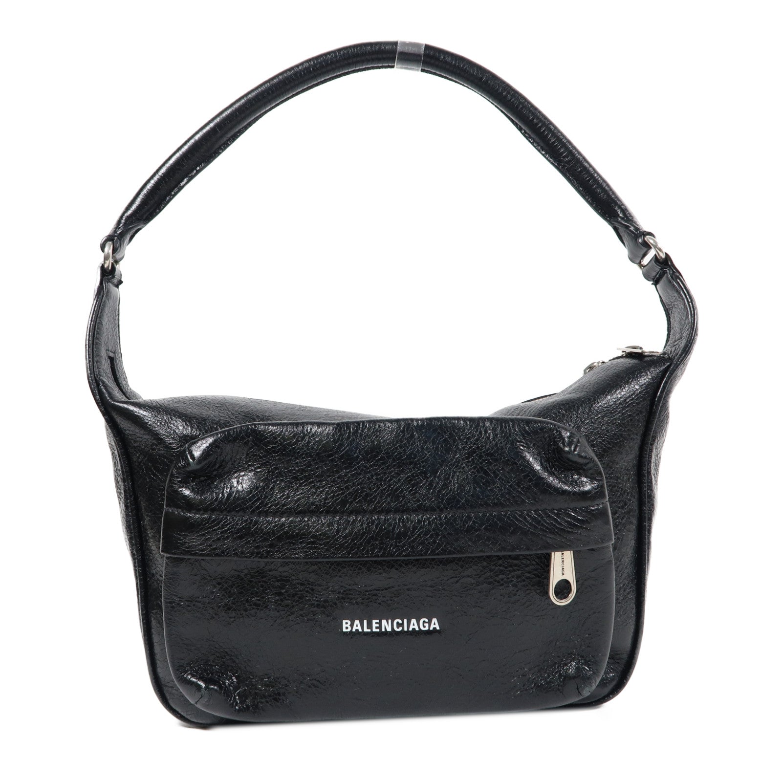 BALENCIAGA 【激減優惠】羊皮皮革Shoulder Bag銀扣肩背袋黑色