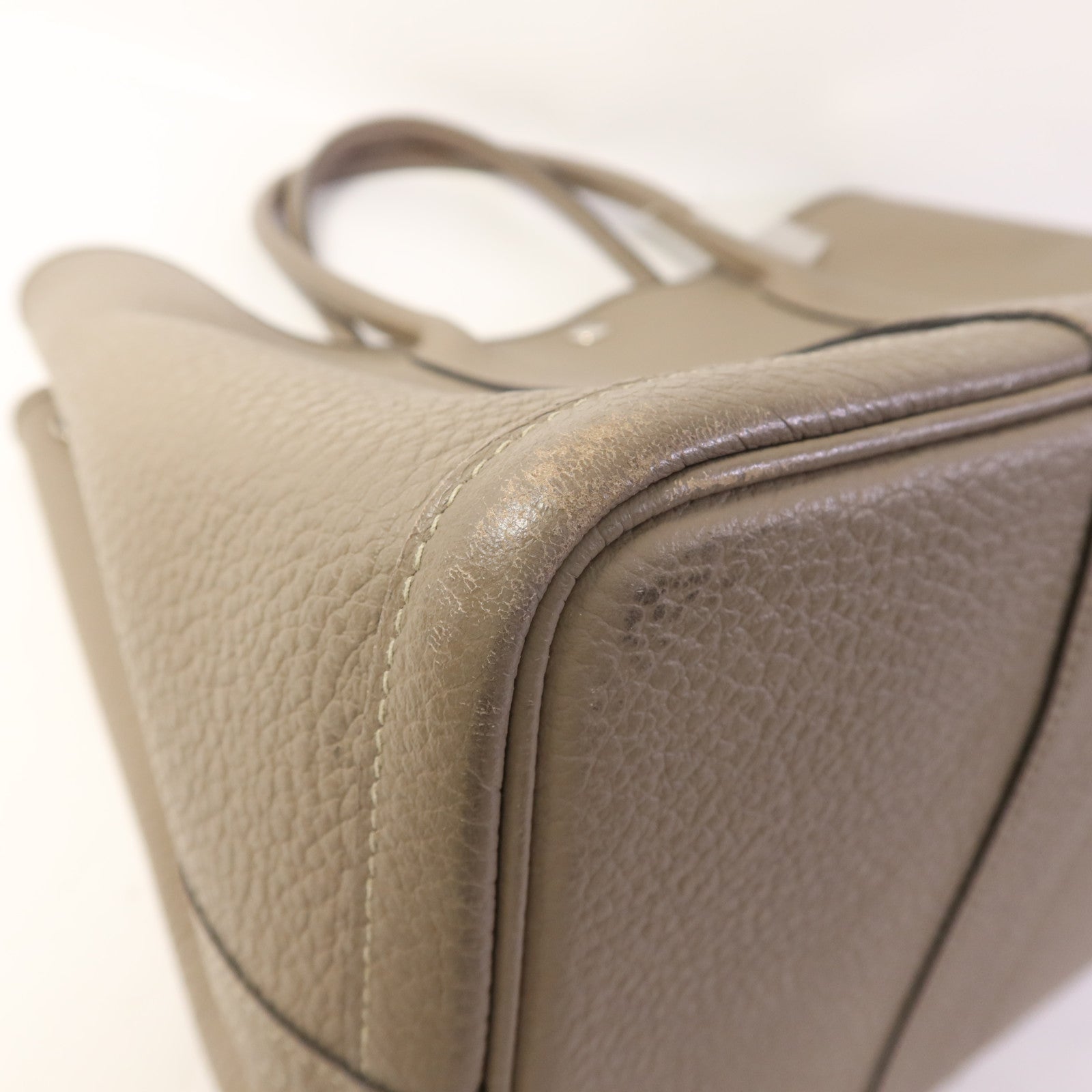 HERMES Country皮革Garden Party PM銀扣手挽袋Gris Asphalt