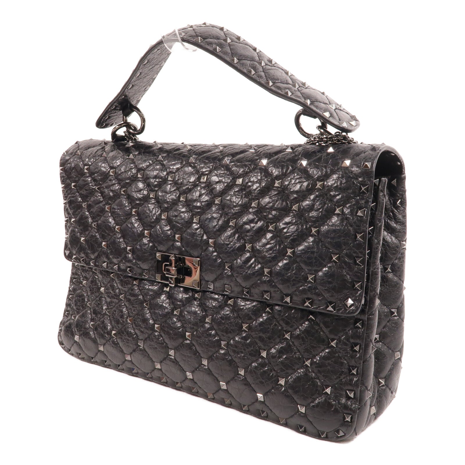Valentino 皮革Rockstud Spike Chain Shoulder手挽肩背兩用袋