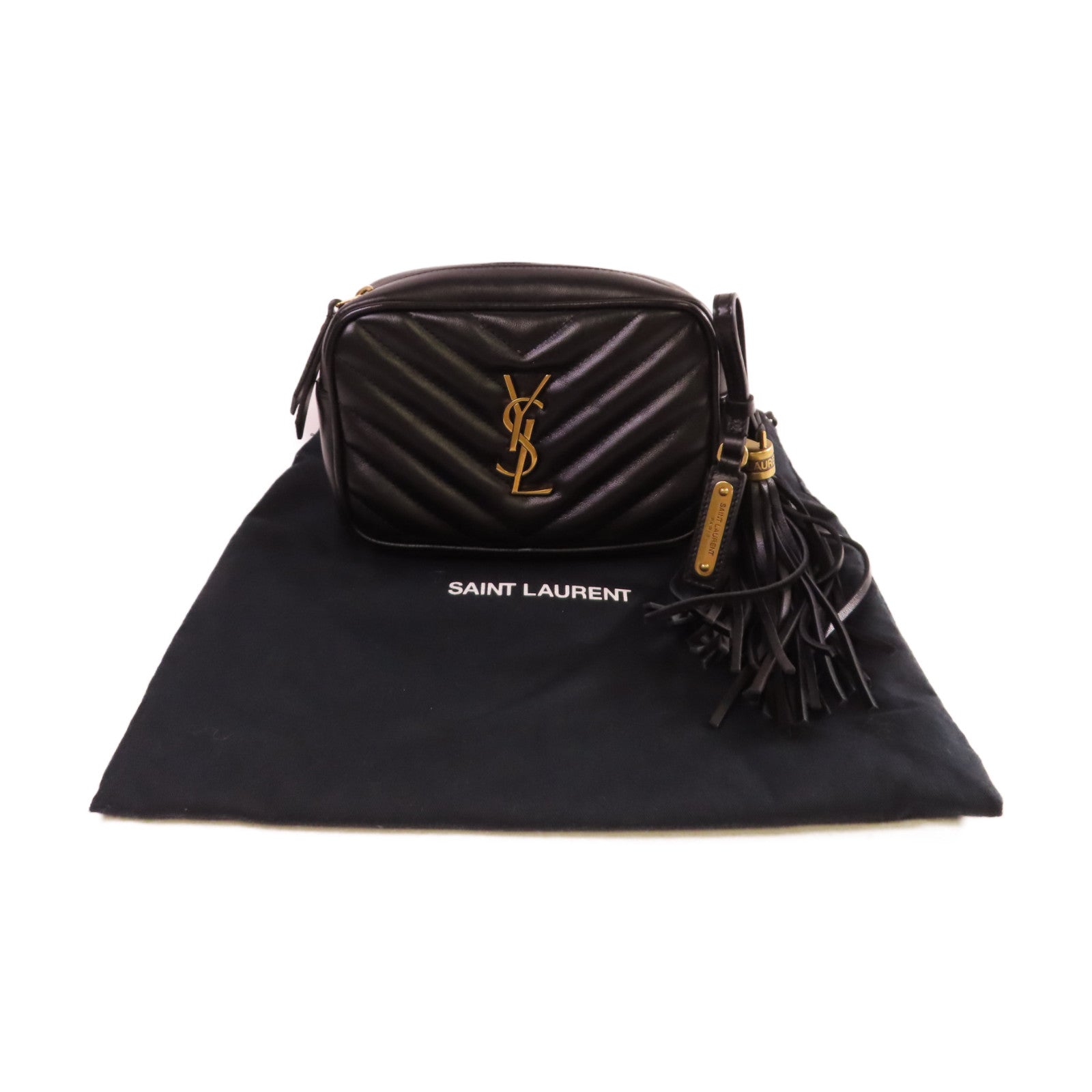 YVES SAINT LAURENT 牛皮皮革Lou Belt Bag金扣腰包黑色