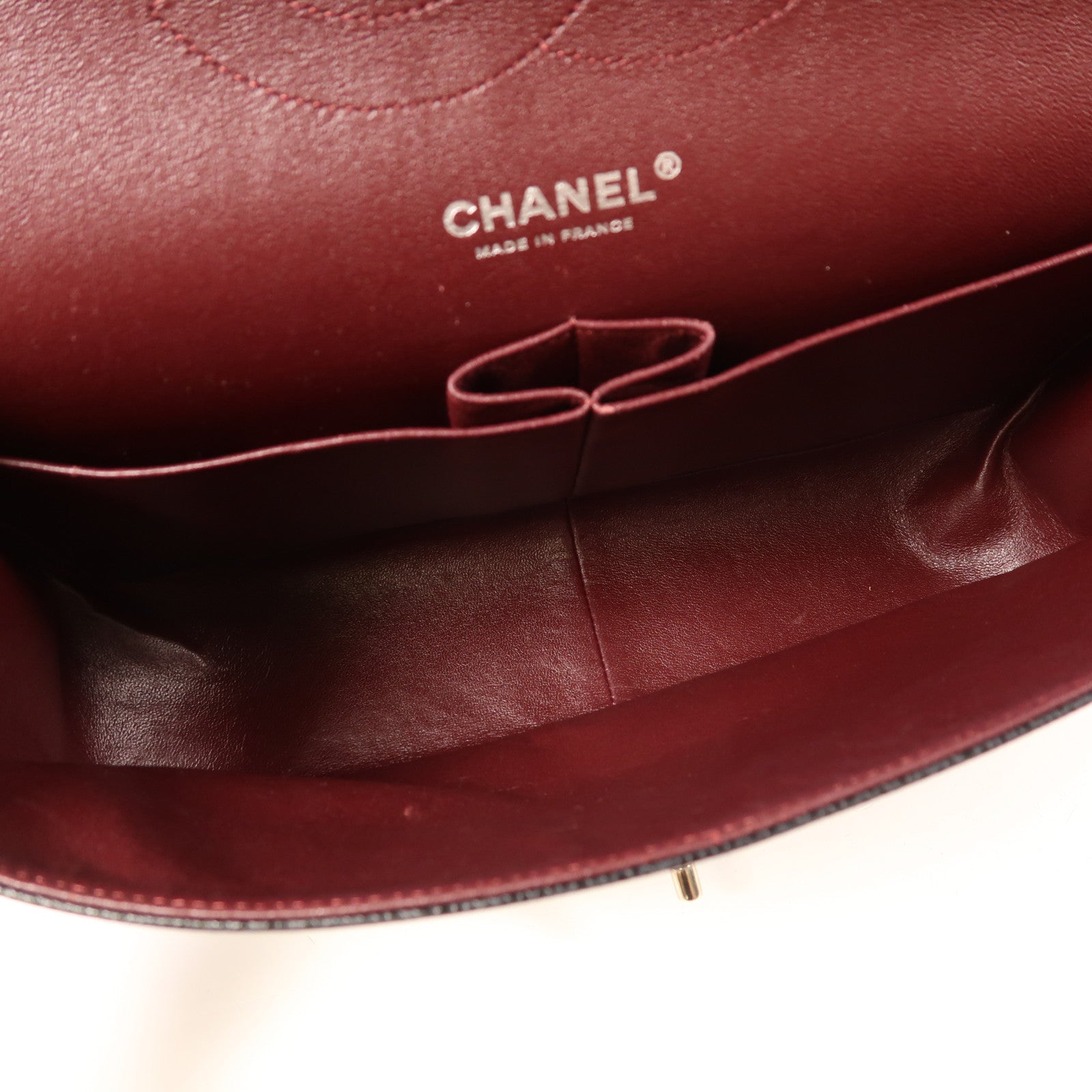 CHANEL 牛皮皮革Large Classic銀扣鏈帶肩背袋