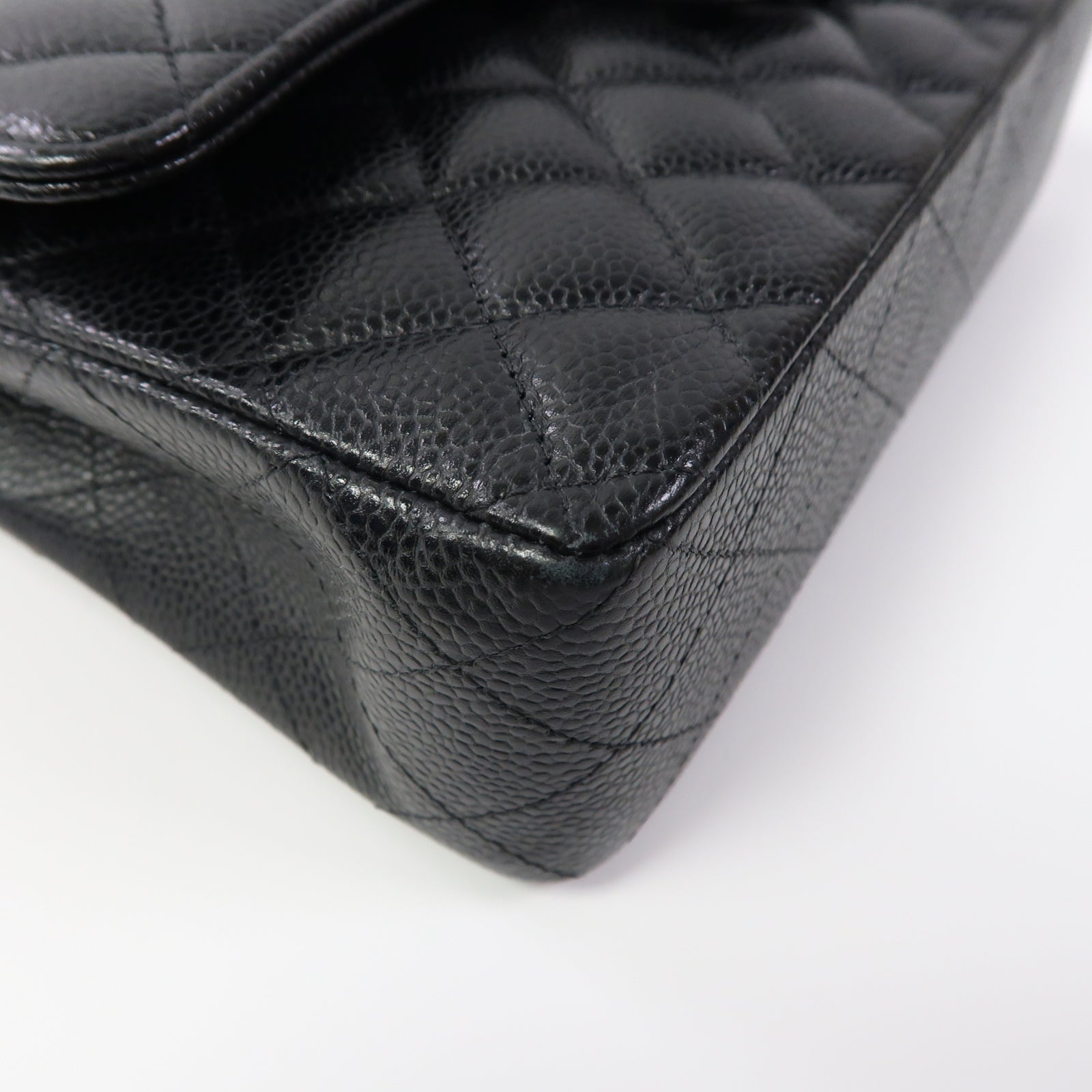 CHANEL 菱格牛皮皮革Classic 23銀扣鏈帶肩背袋黑色