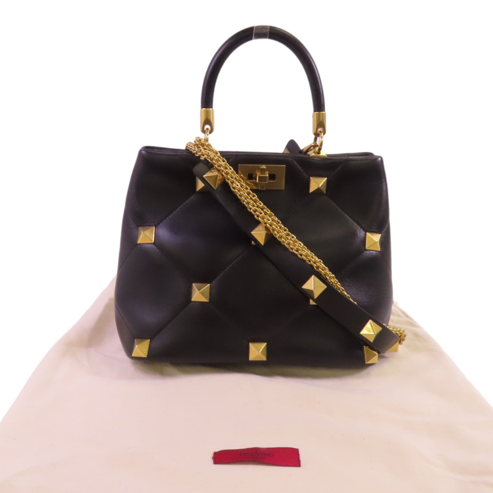 Valentino 牛皮皮革Rockstud金扣手挽肩背兩用袋