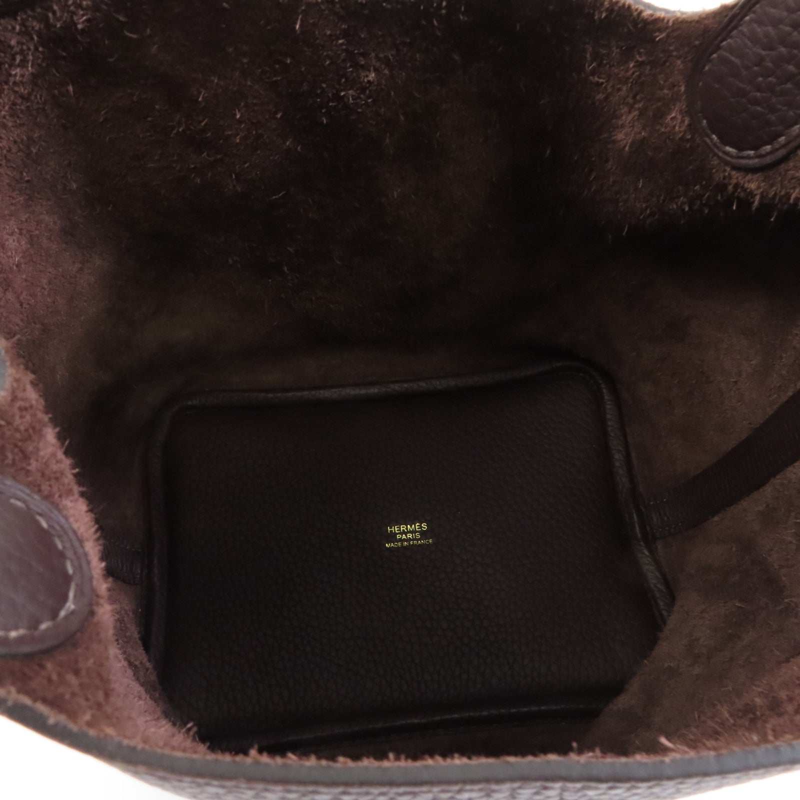 HERMES Clemence皮革Picotin PM金扣手挽袋Rouge Sellier/棕色