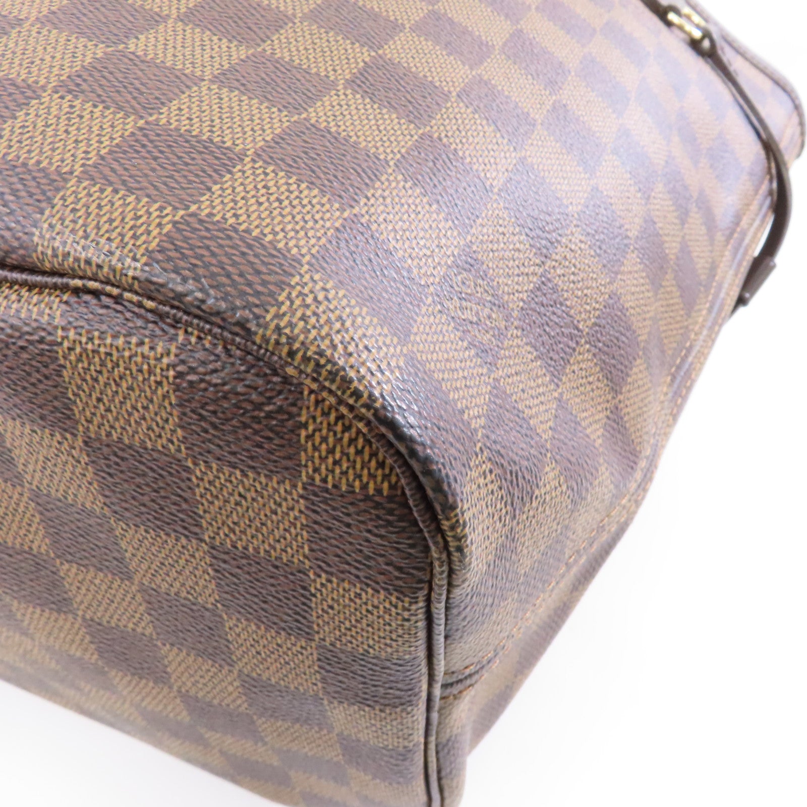 LOUIS VUITTON Damier Neverfull MM金扣手挽袋啡色