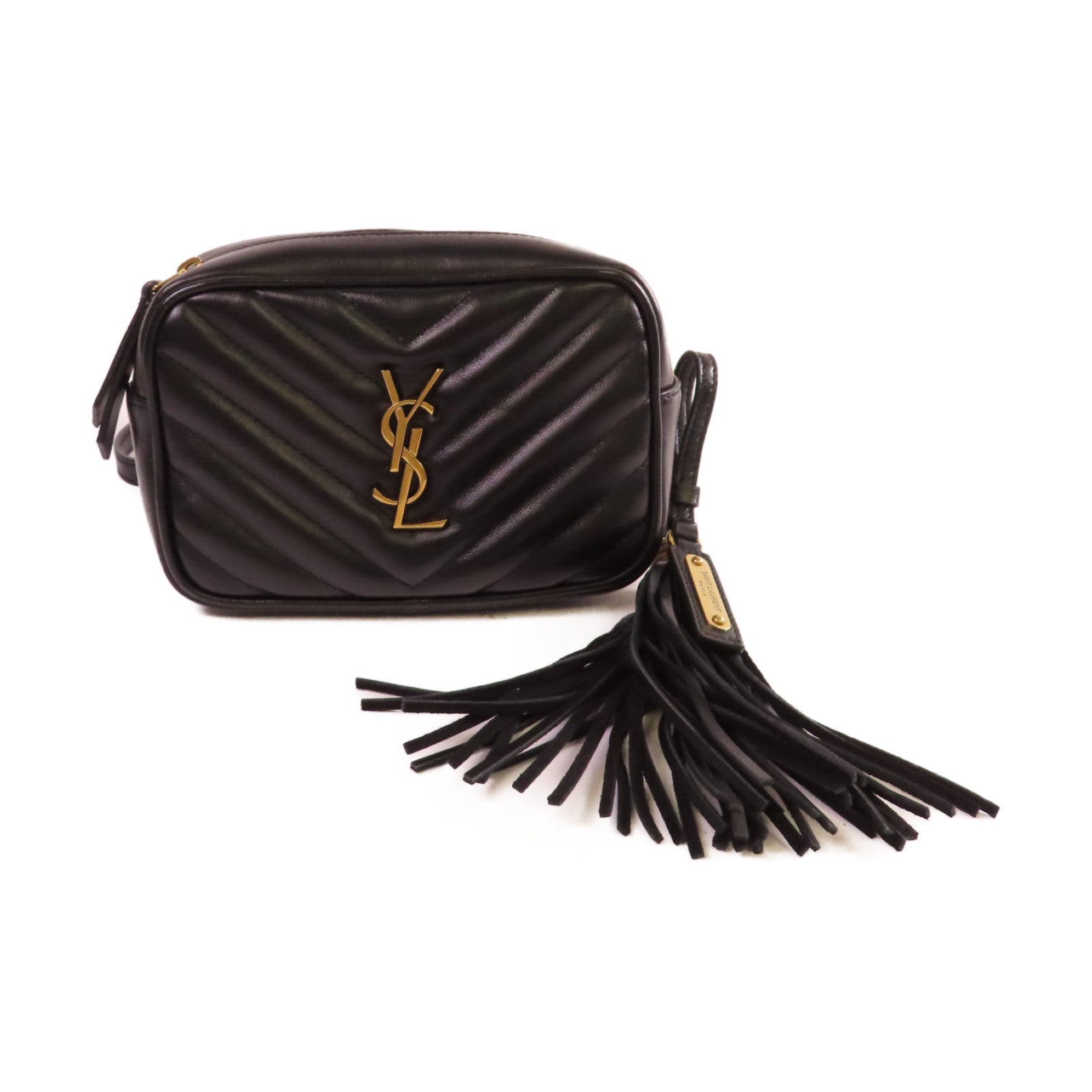 YVES SAINT LAURENT 牛皮皮革Lou Belt Bag金扣腰包黑色