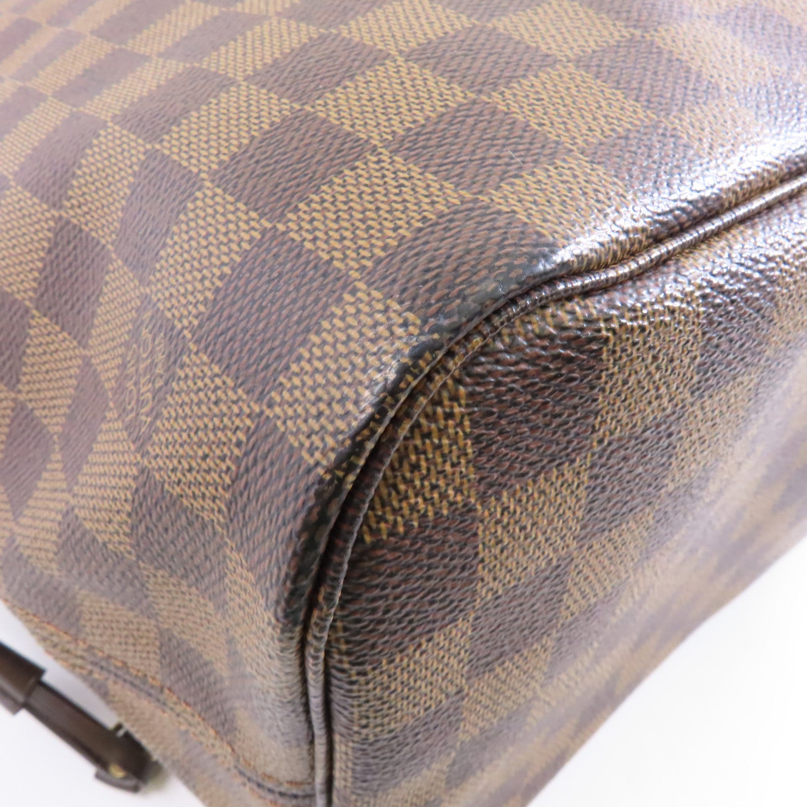 LOUIS VUITTON Damier Neverfull MM金扣手挽袋啡色