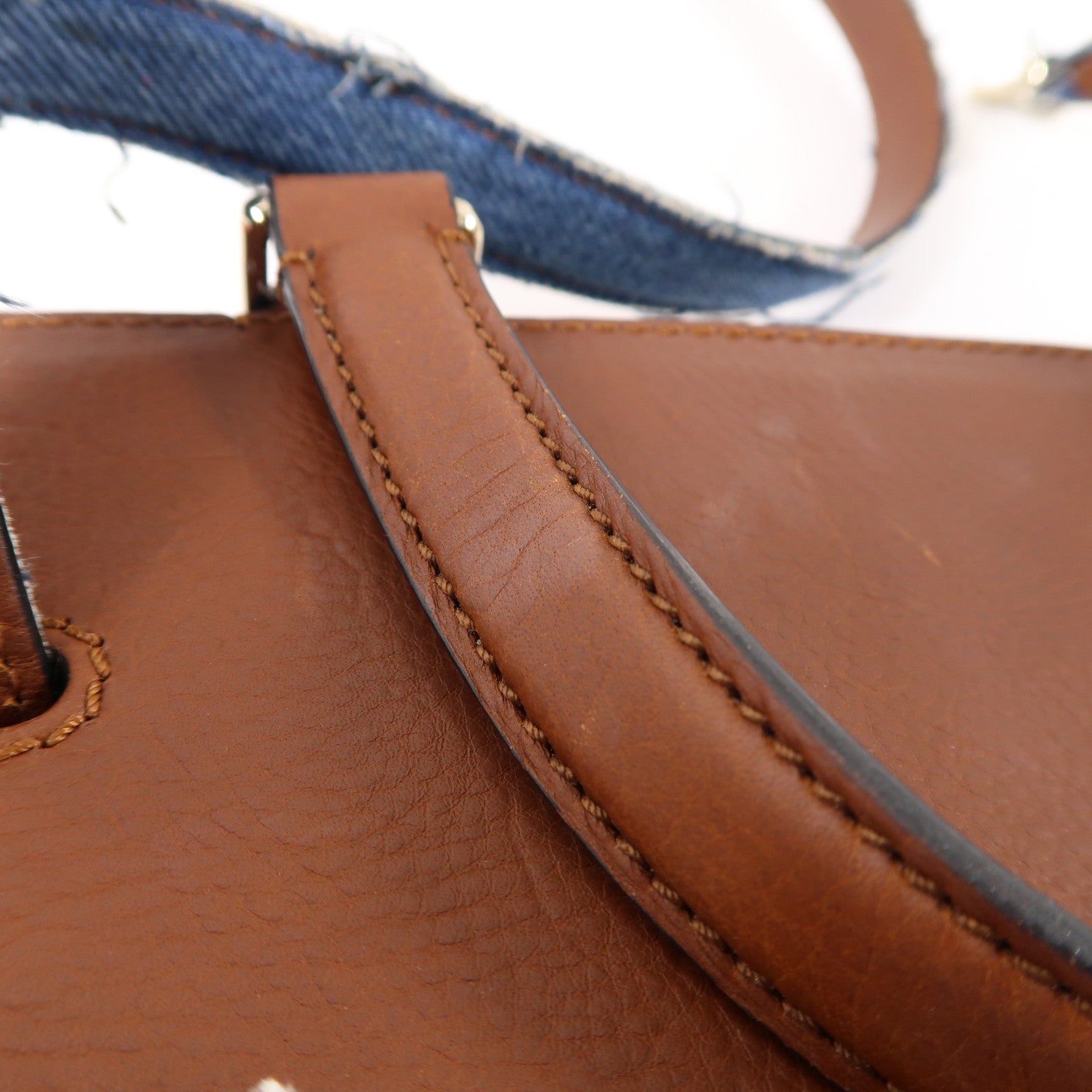 Valentino 牛仔布2 Way Shoulder Bag金扣手挽肩背兩用袋藍色